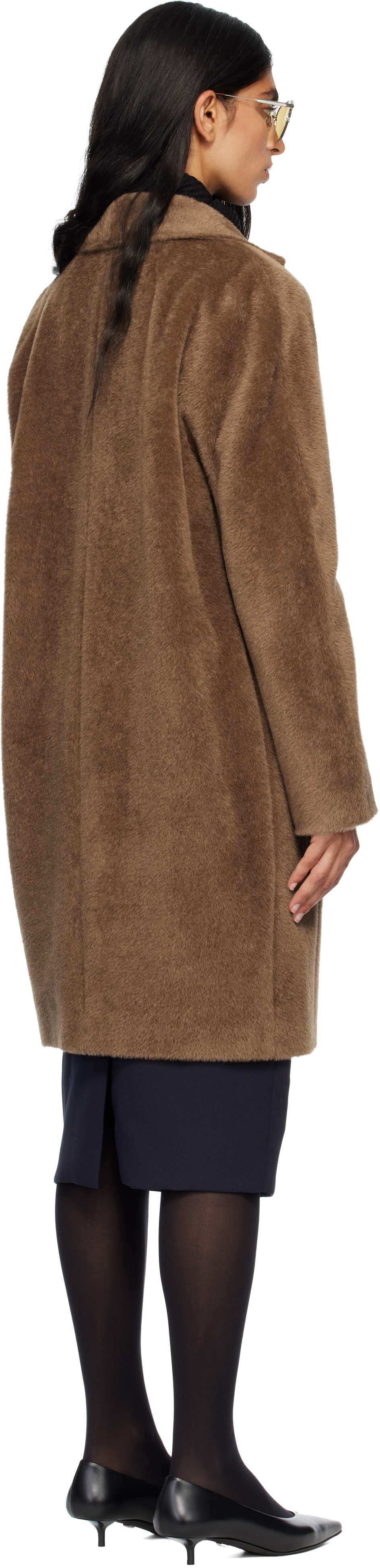 Max Mara Tan Roseto Faux-fur Coat In Brown