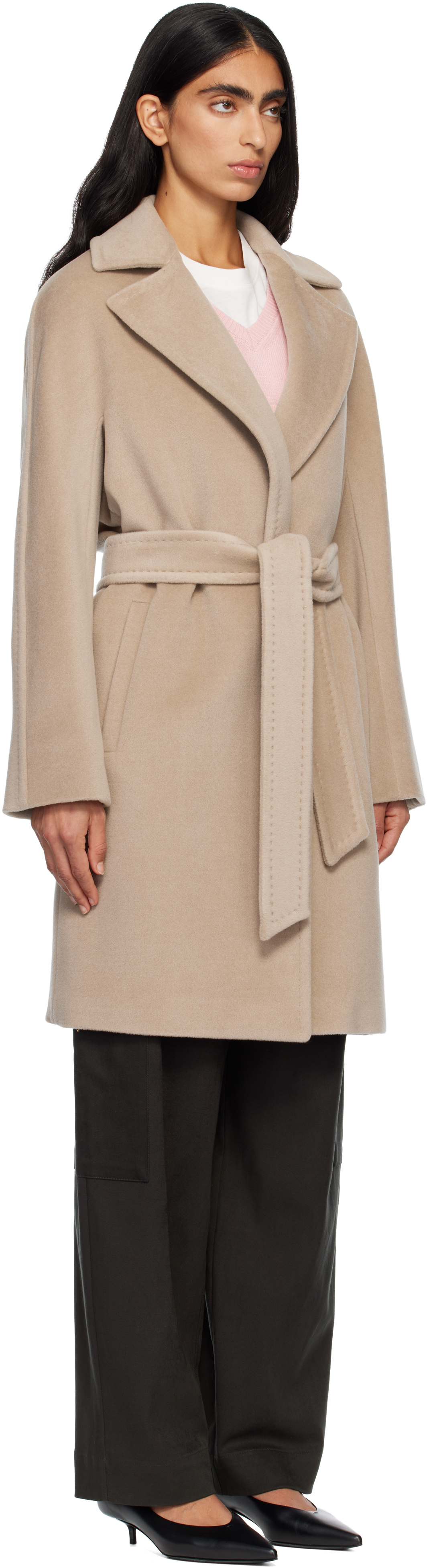Max Mara Beige Scire Coat In Neutral