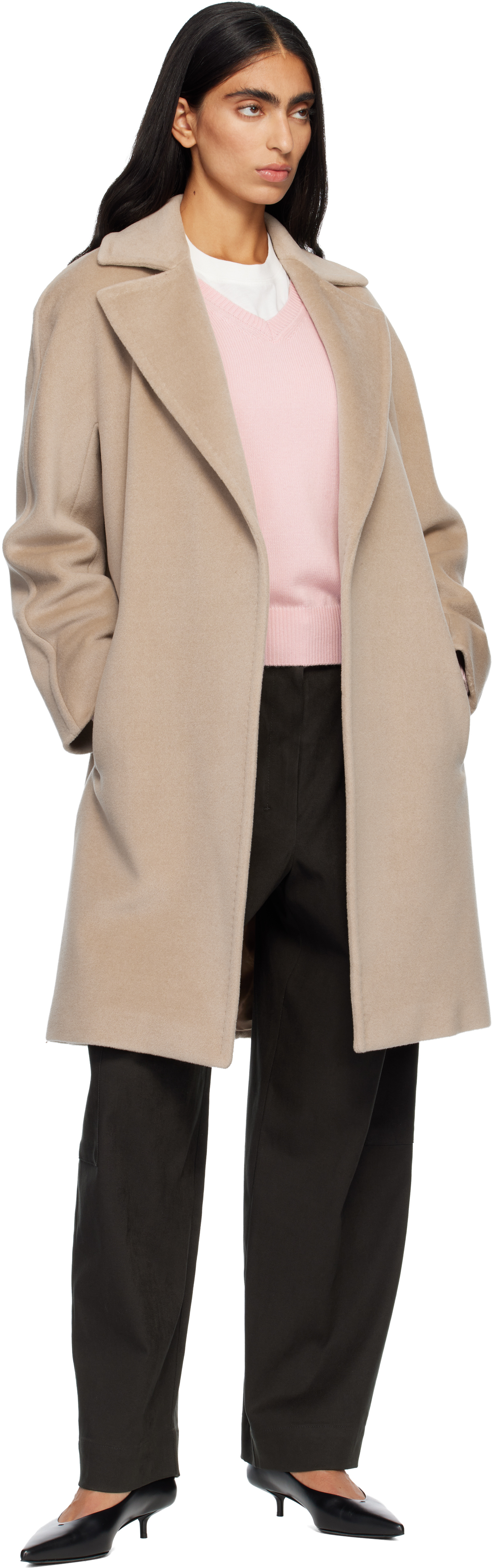 Max Mara Beige Scire Coat In Neutral