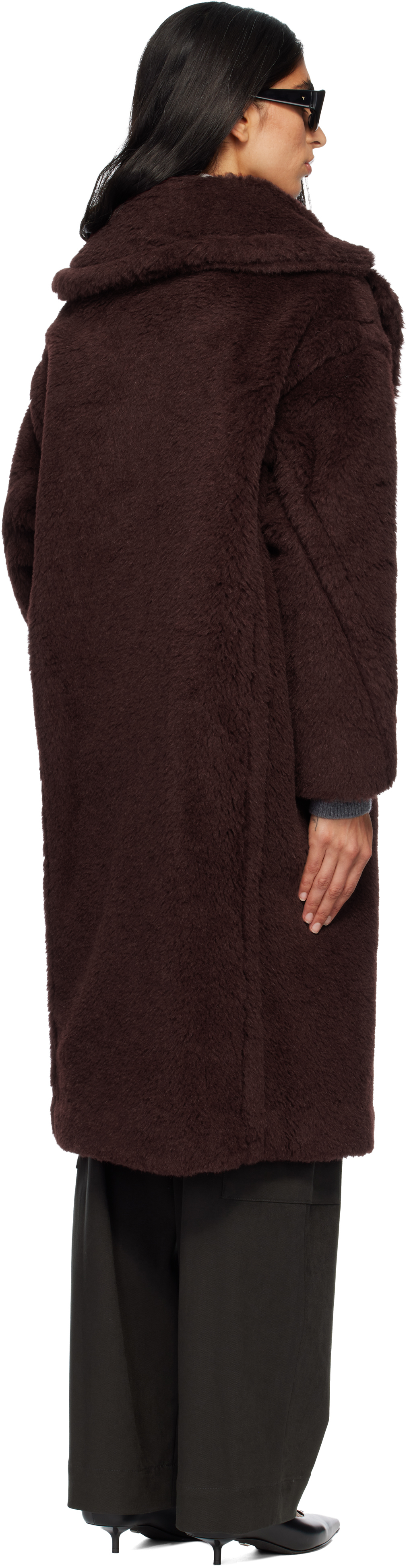 Max Mara Burgundy Tedgirl Coat In Brown