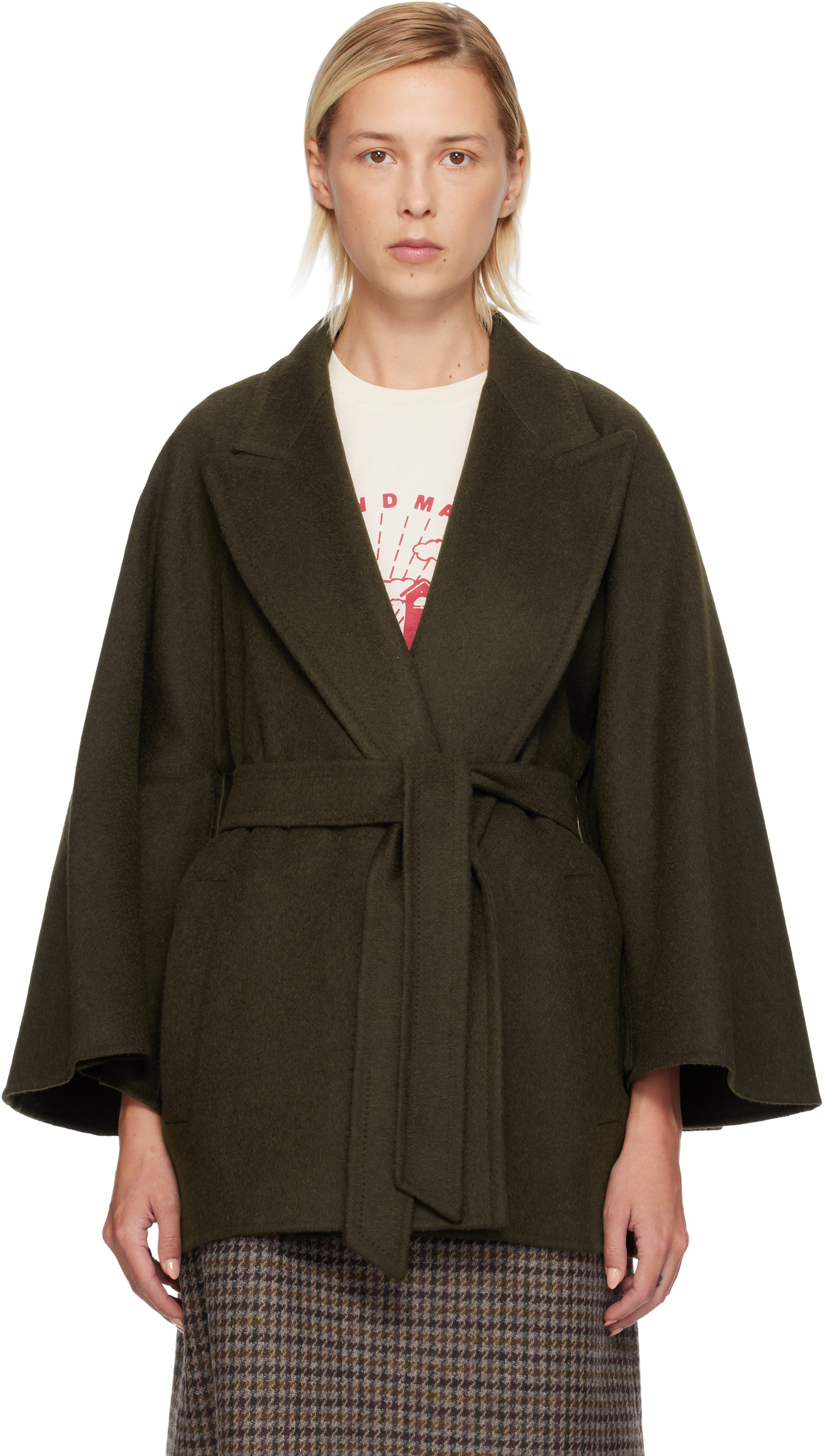 Max Mara Khaki Verna Coat In Green