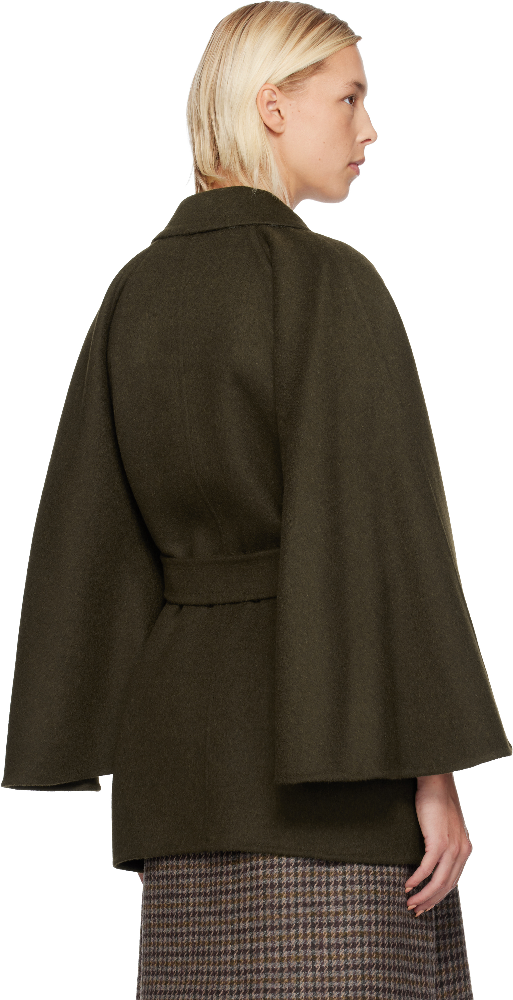 Max Mara Khaki Verna Coat In Green