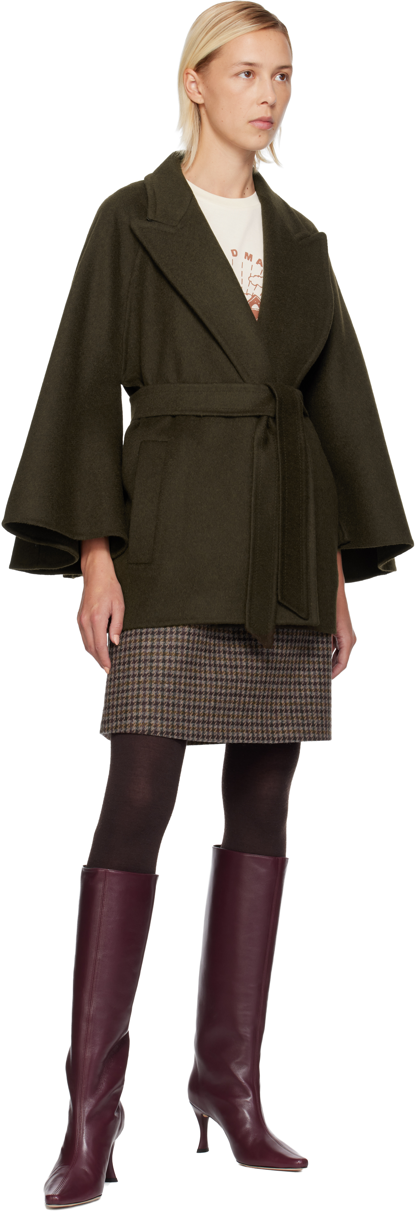 Max Mara Khaki Verna Coat In Green