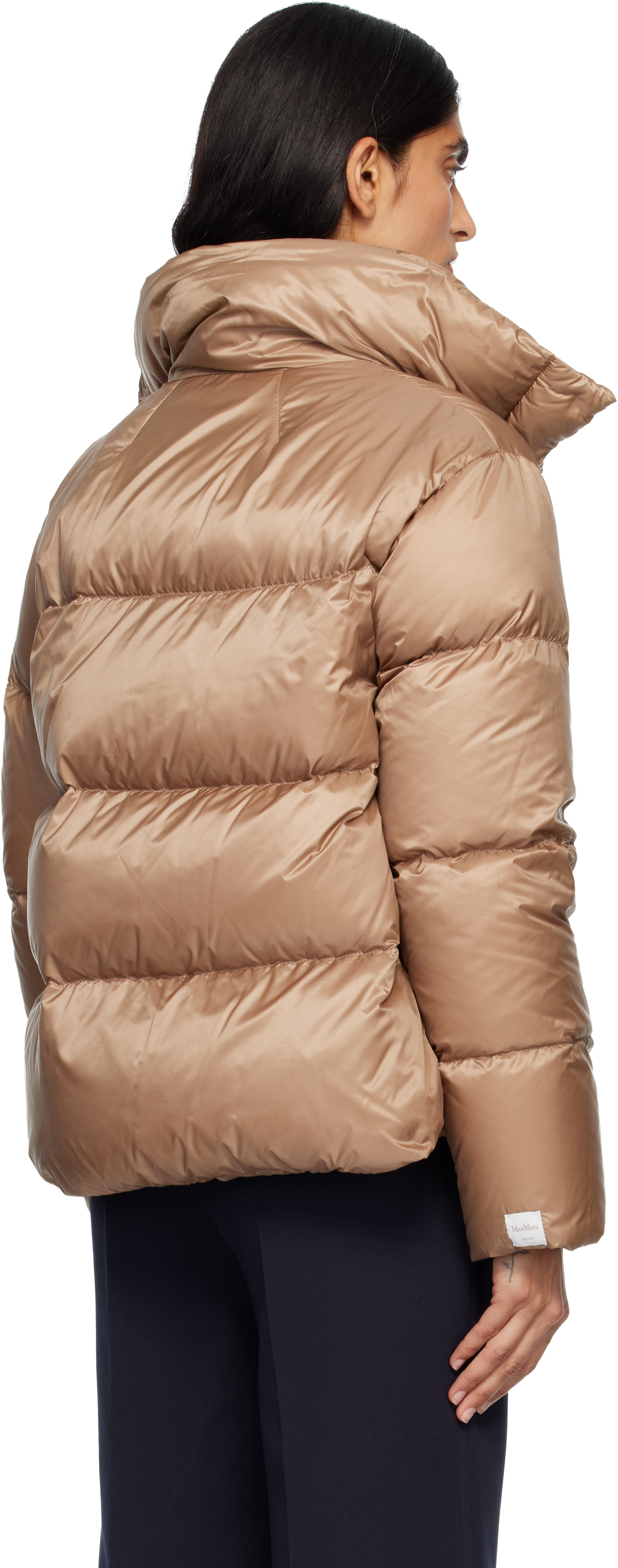 Max Mara Beige Seica Down Jacket In Gold