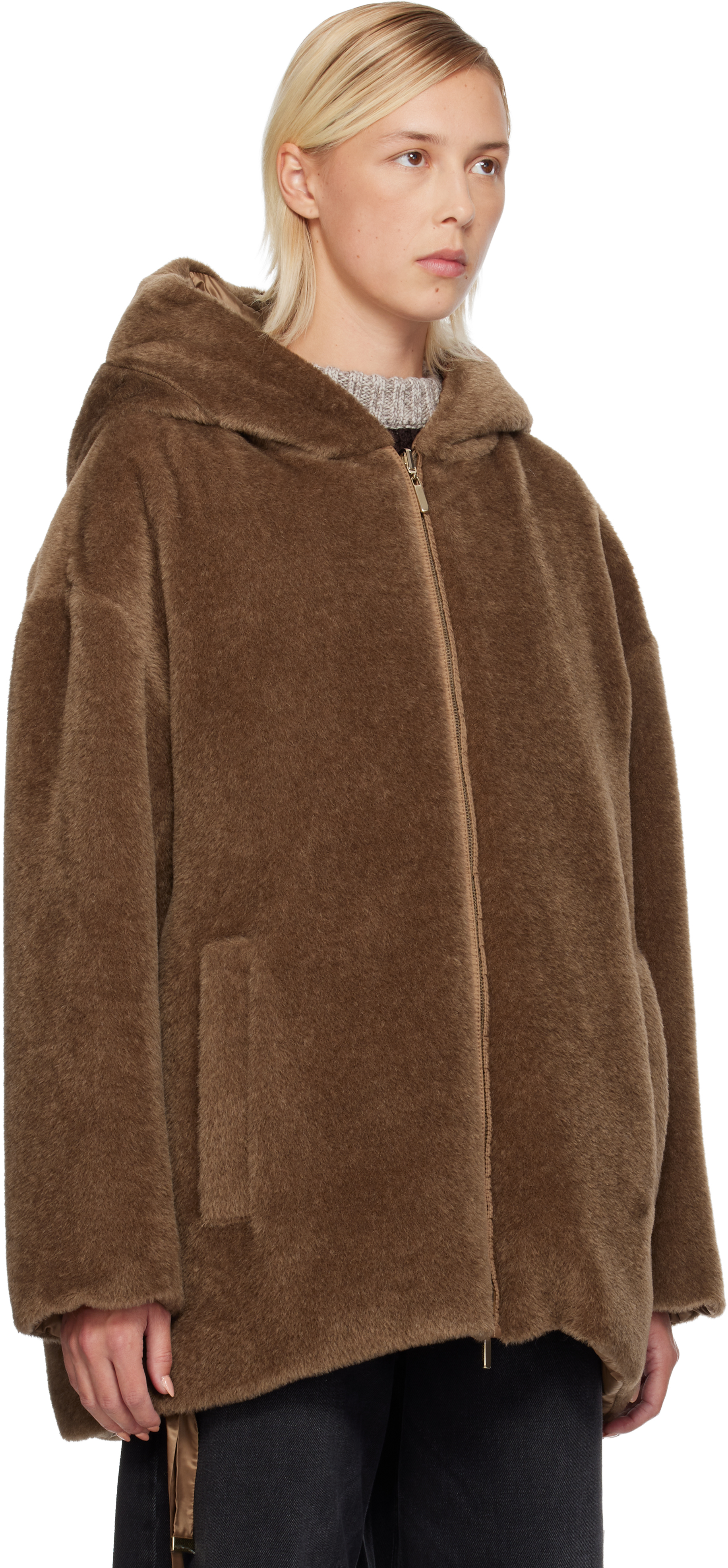 Max Mara The Cube Olivia Hooded Reversible Alpaca And Wool-blend And Quilted Shell Down Jacket In Brown