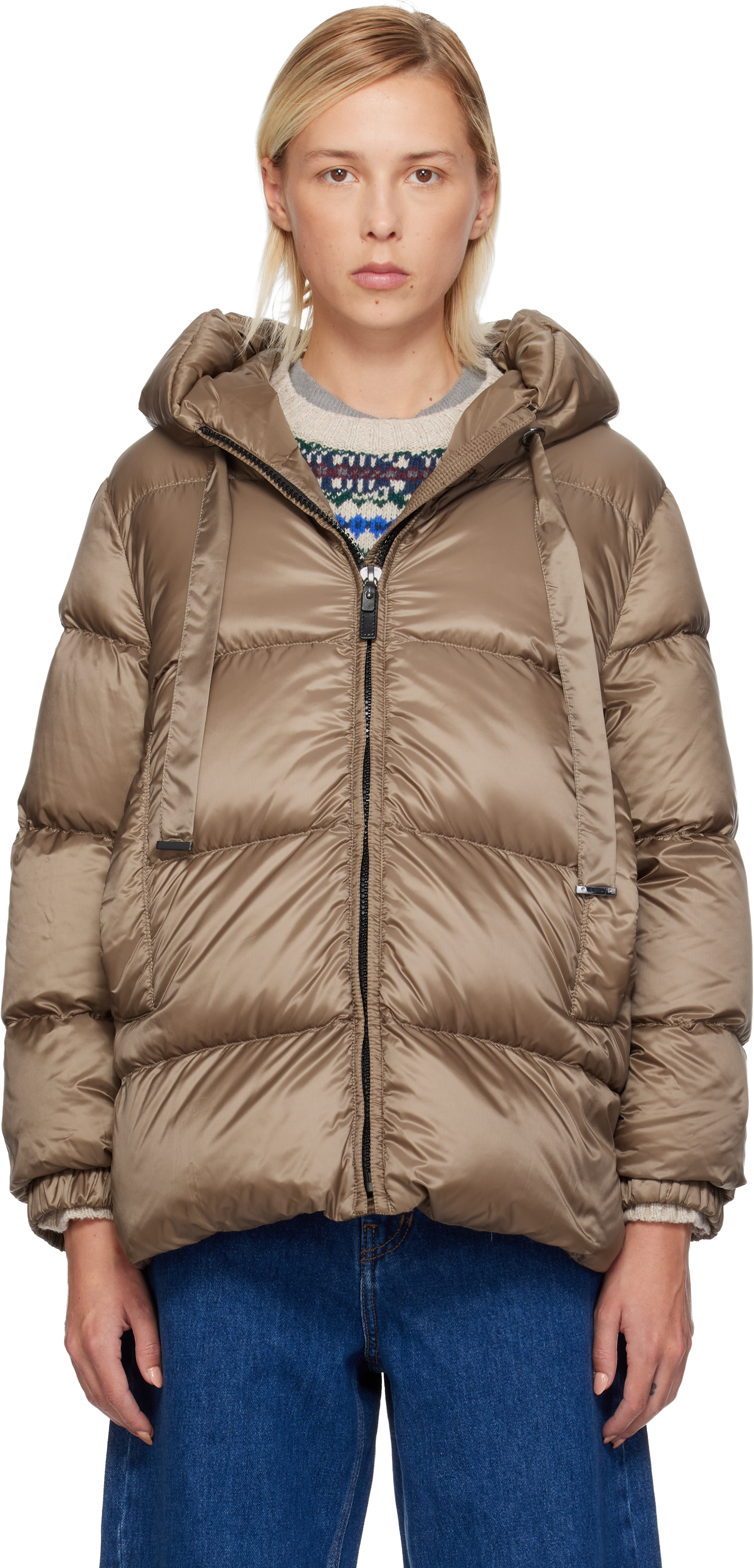 MAX MARA ベルテッド ダウンジャケット Aライン 女優襟 ブラウン 40 Max Maraのブラウン Seie ダウンジャケットがセール中