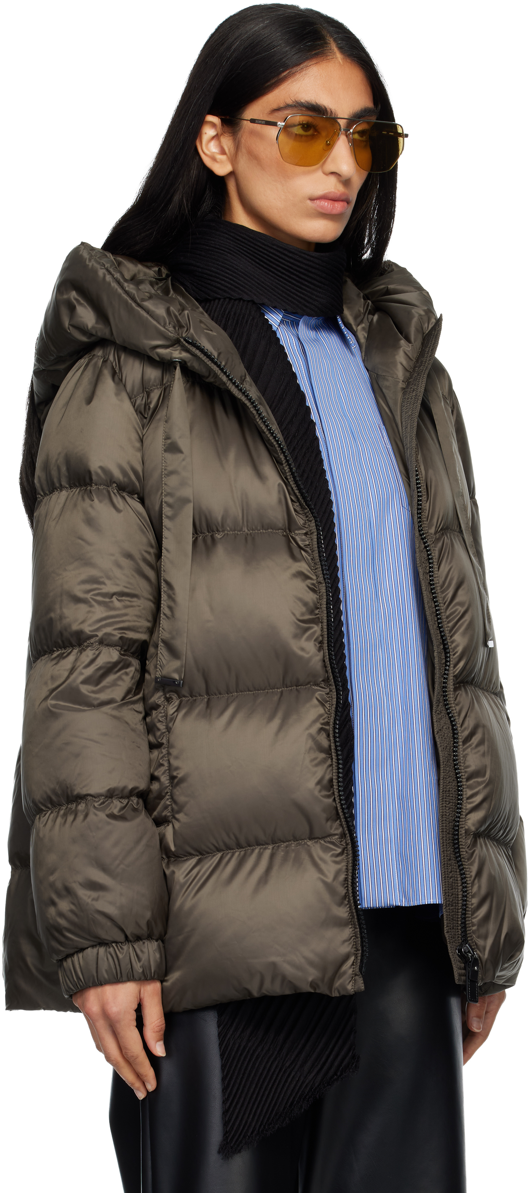 Max Mara Khaki Seia Down Jacket In Gray