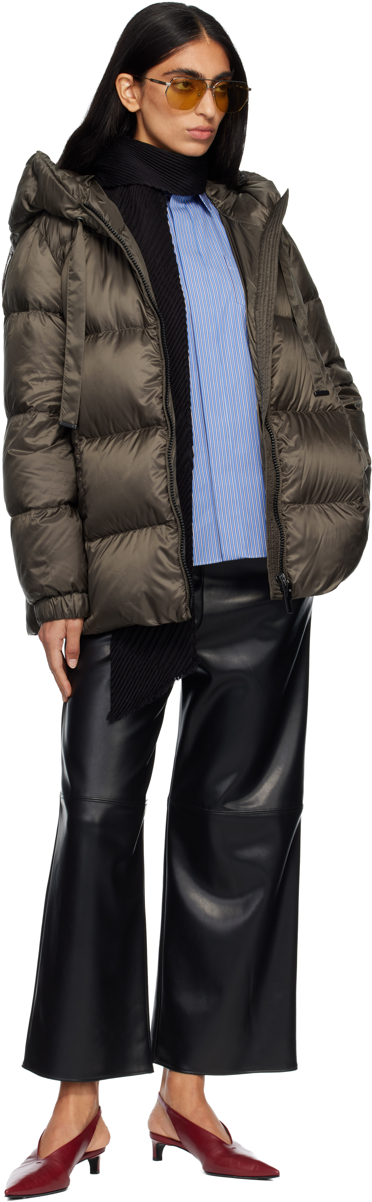 Max Mara Khaki Seia Down Jacket In Gray