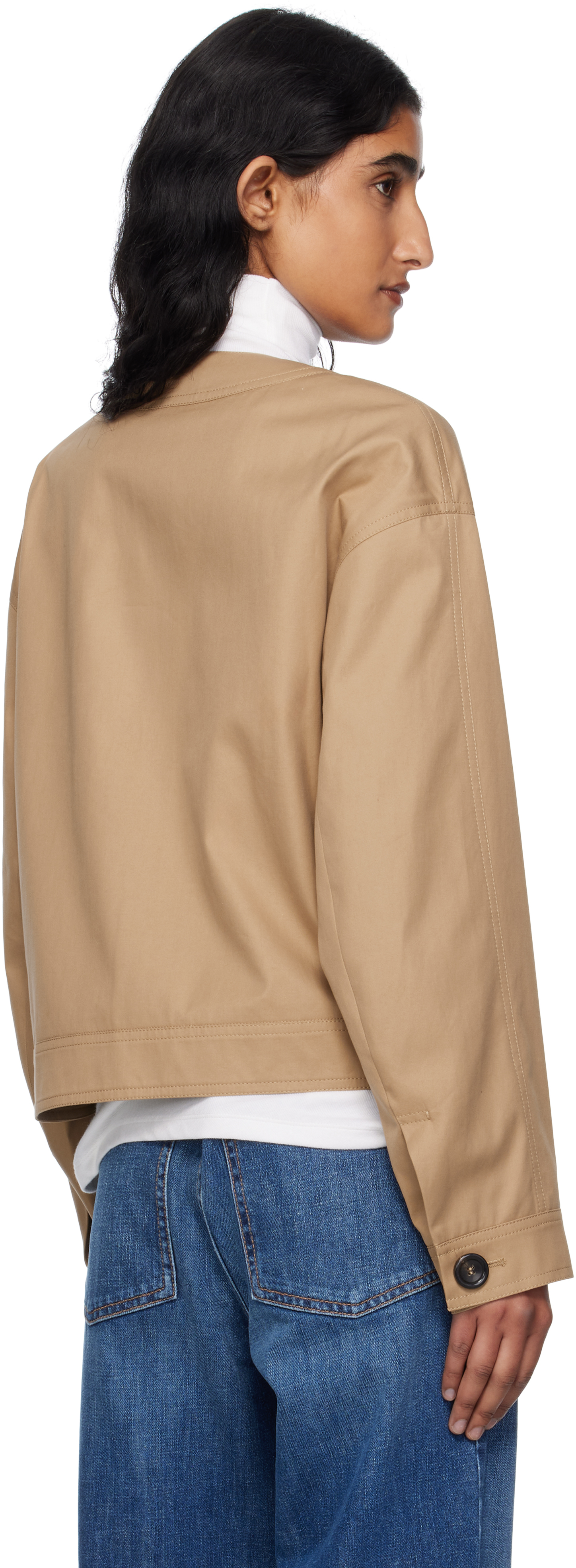 Max Mara Cotton Twill Bomber Jacket In Nude