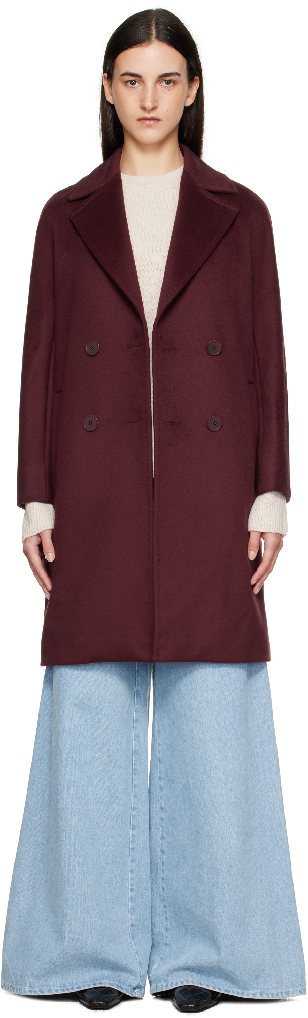 Max Mara Burgundy Agenda Coat In Burgundy