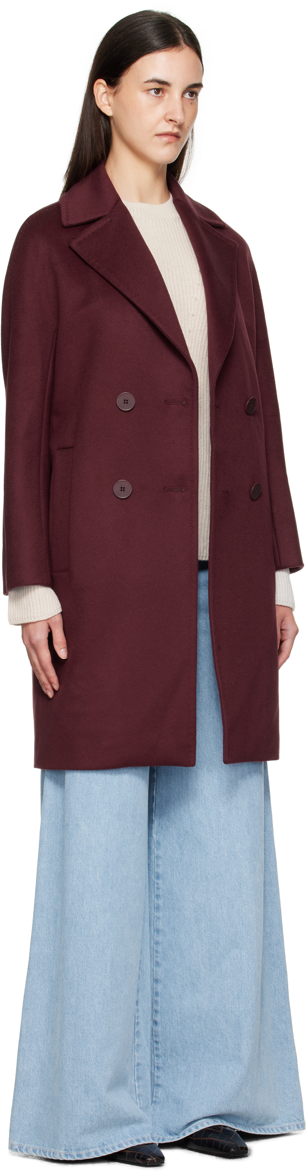 Max Mara Burgundy Agenda Coat In Burgundy