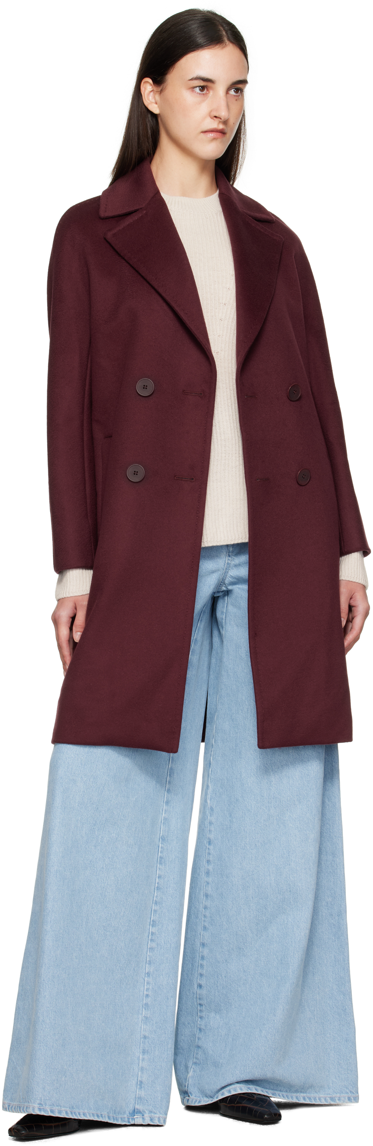 Max Mara Burgundy Agenda Coat In Burgundy