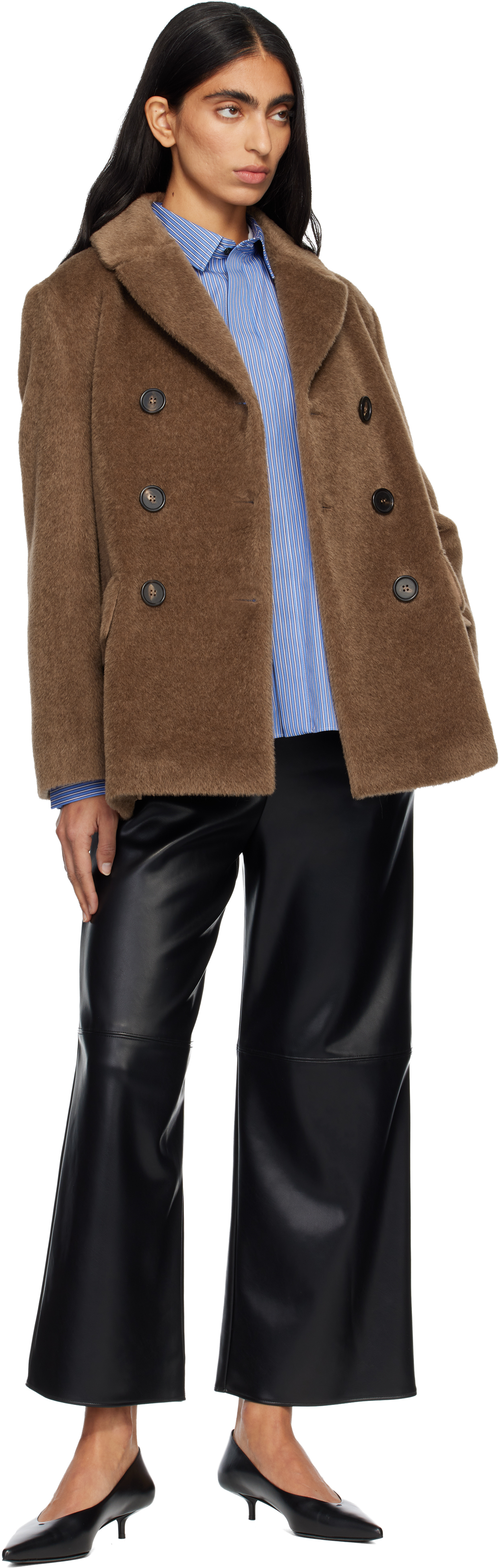 Max Mara Tan Atillio Faux-fur Coat In Brown