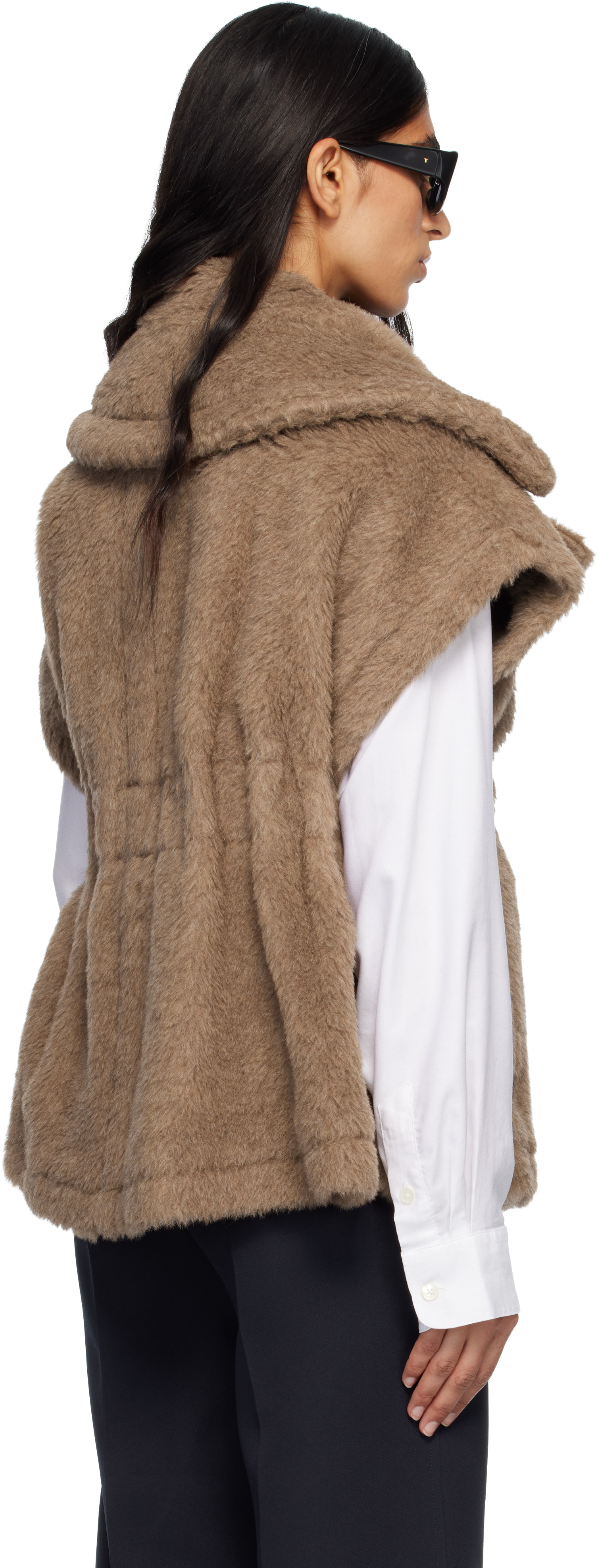 Max Mara New Abavo Alpaca And Cashmere Sleeveless Coat In Brown