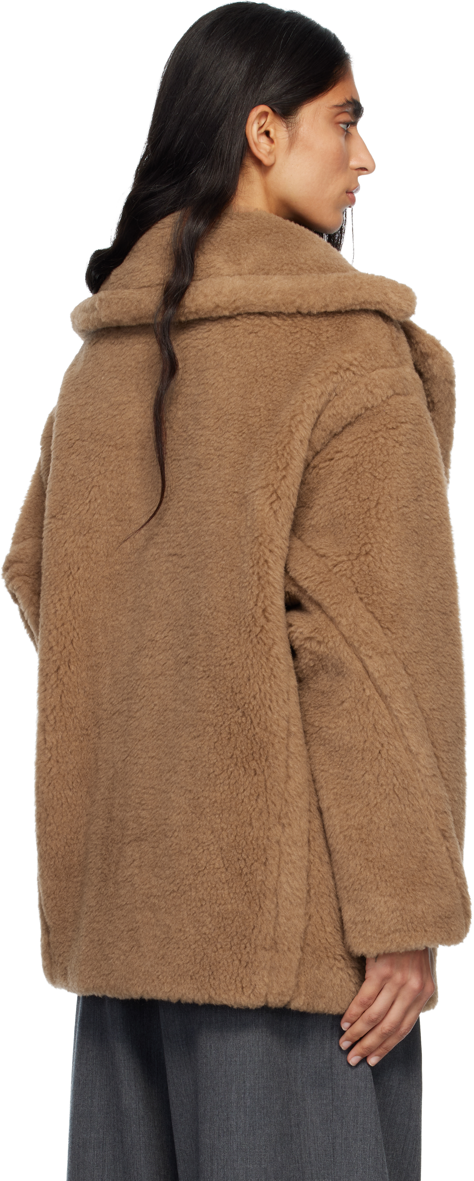 Max Mara Tan Dramma Coat In Brown