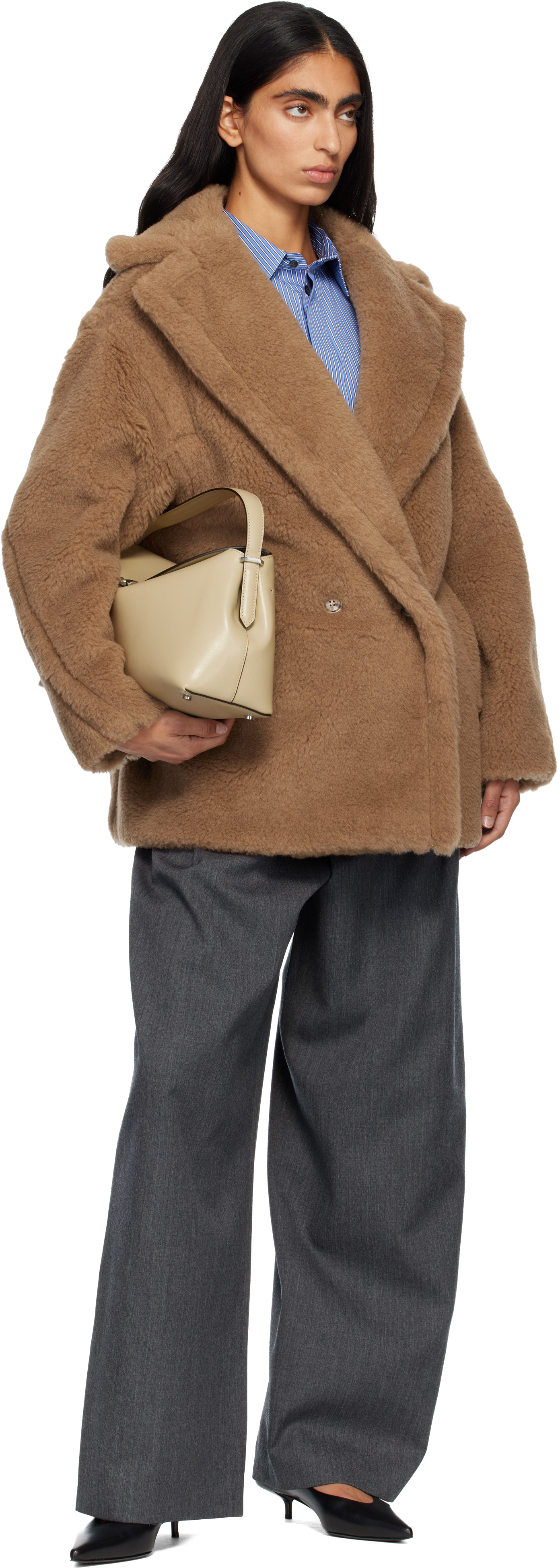 Max Mara Tan Dramma Coat In Brown
