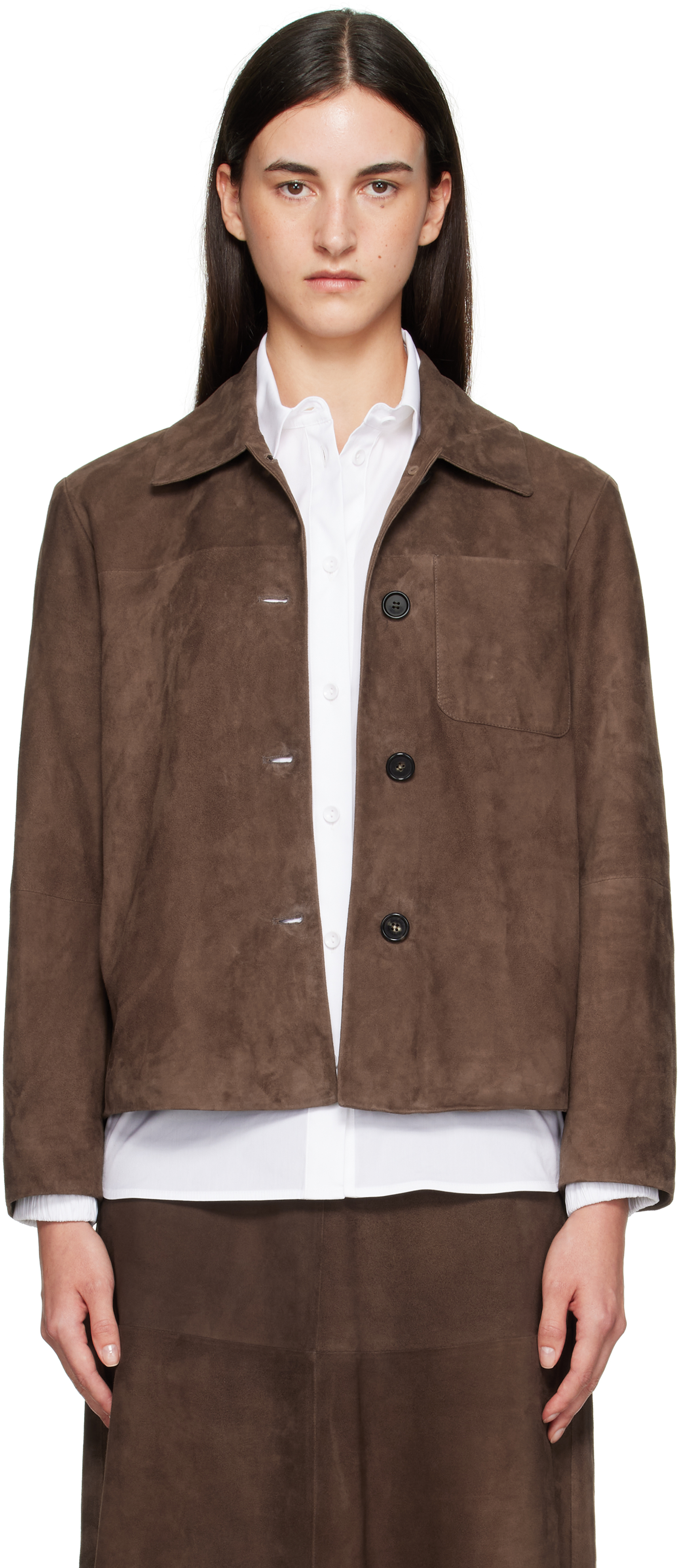 Max Mara Brown Cloe Suede Jacket In Brown