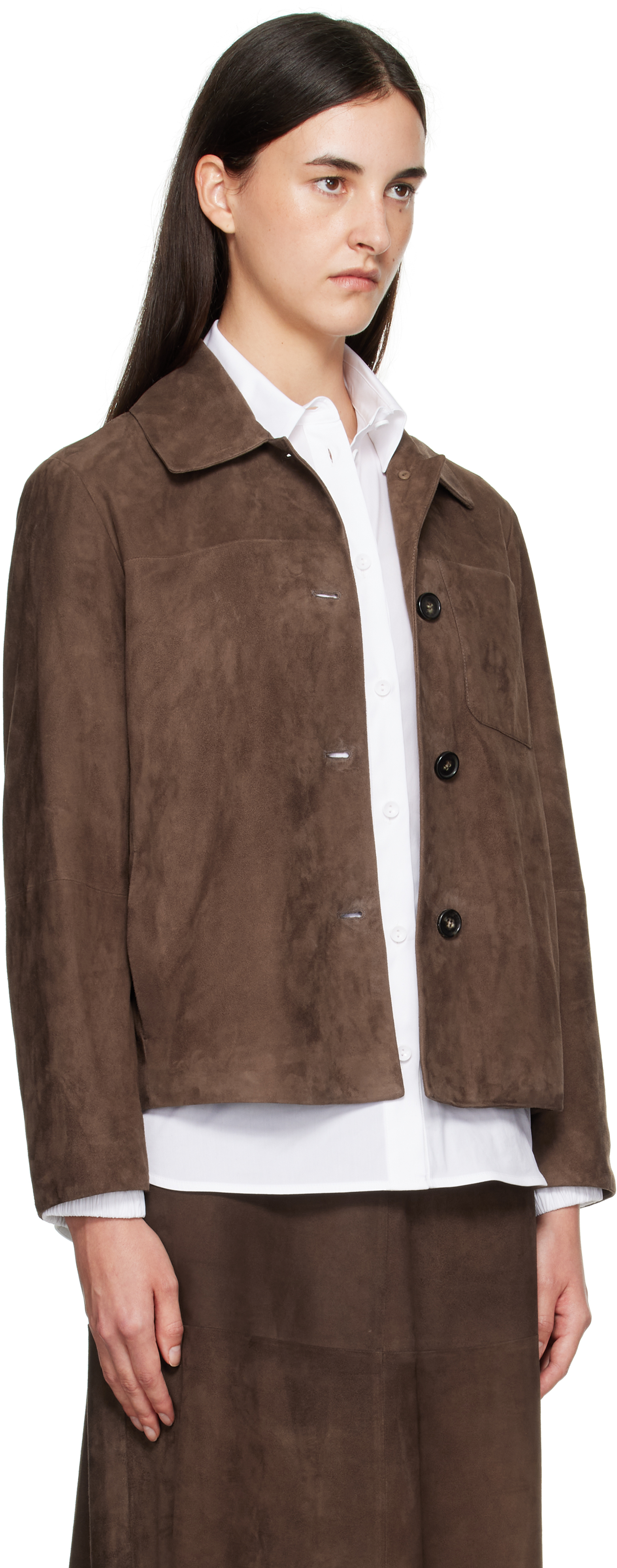 Max Mara Brown Cloe Suede Jacket In Brown