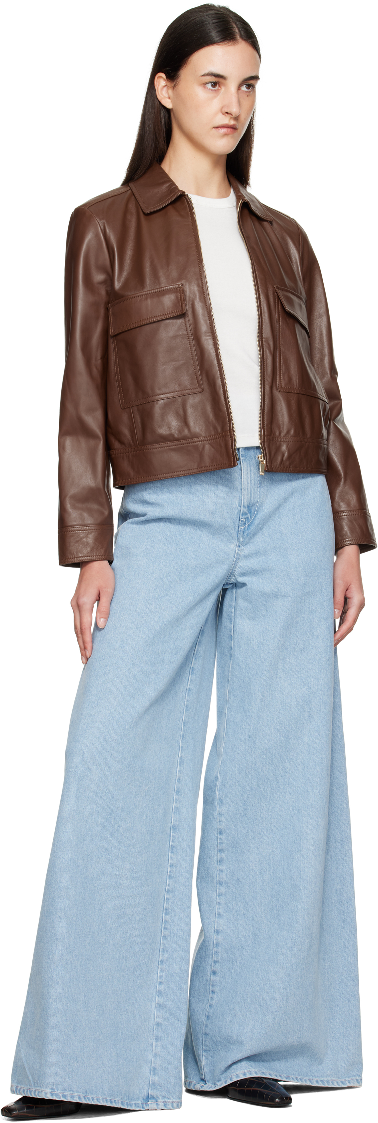 Max Mara Brown Nepet Leather Jacket In Brown