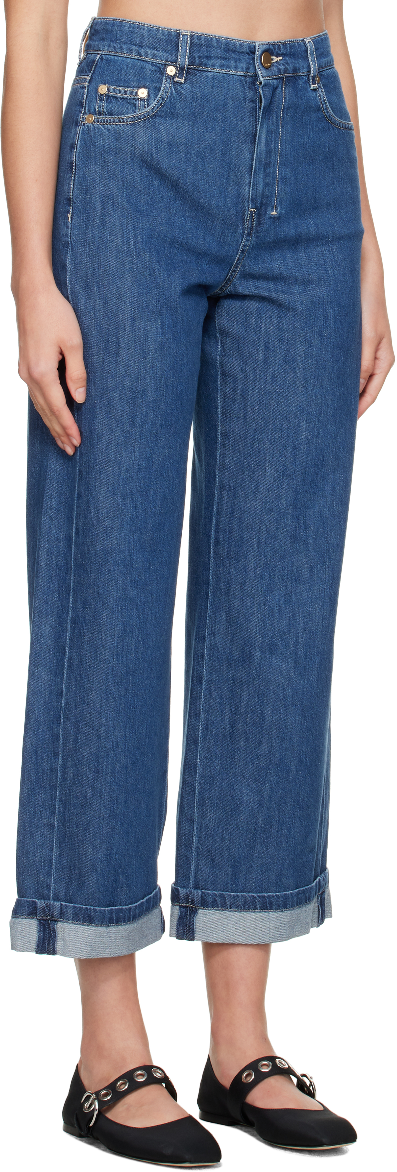 Max Mara Blue Eles Jeans In Blue