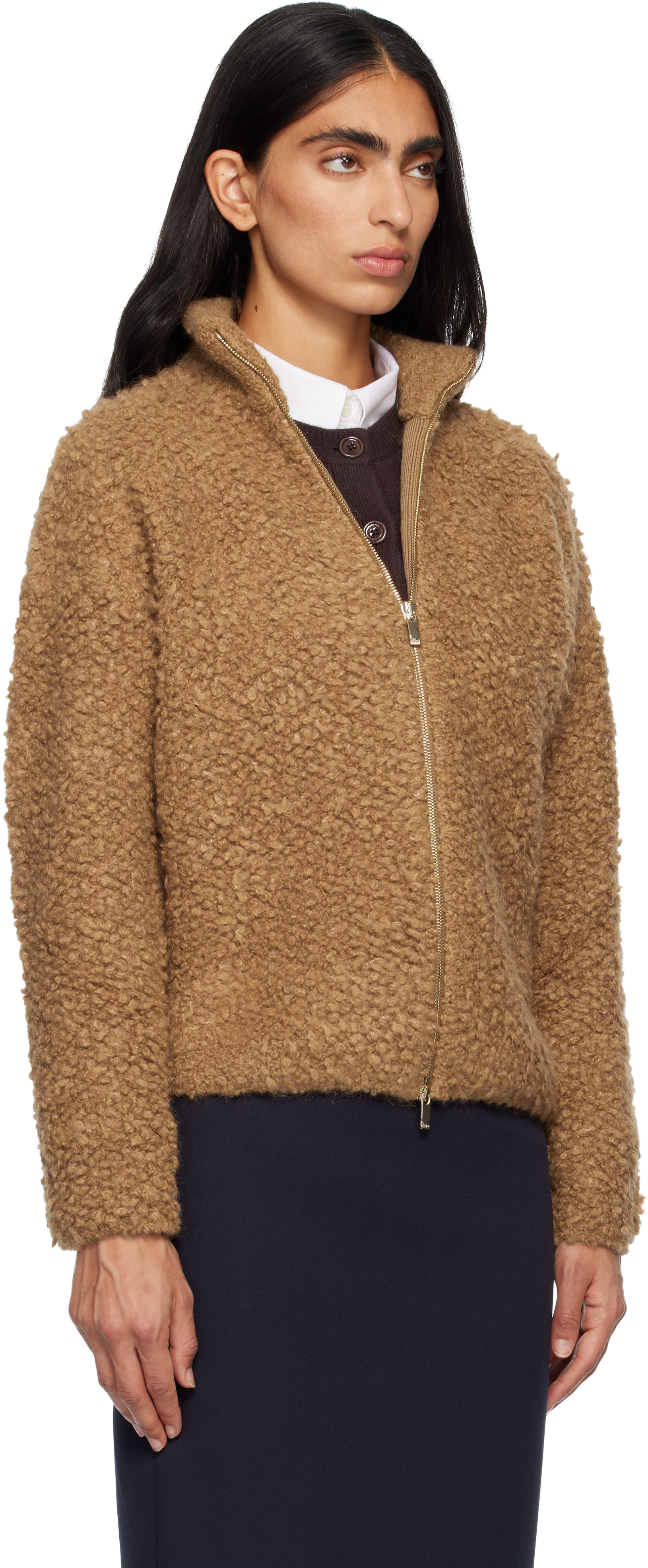 Max Mara Tan Oggetti Cardigan In Brown