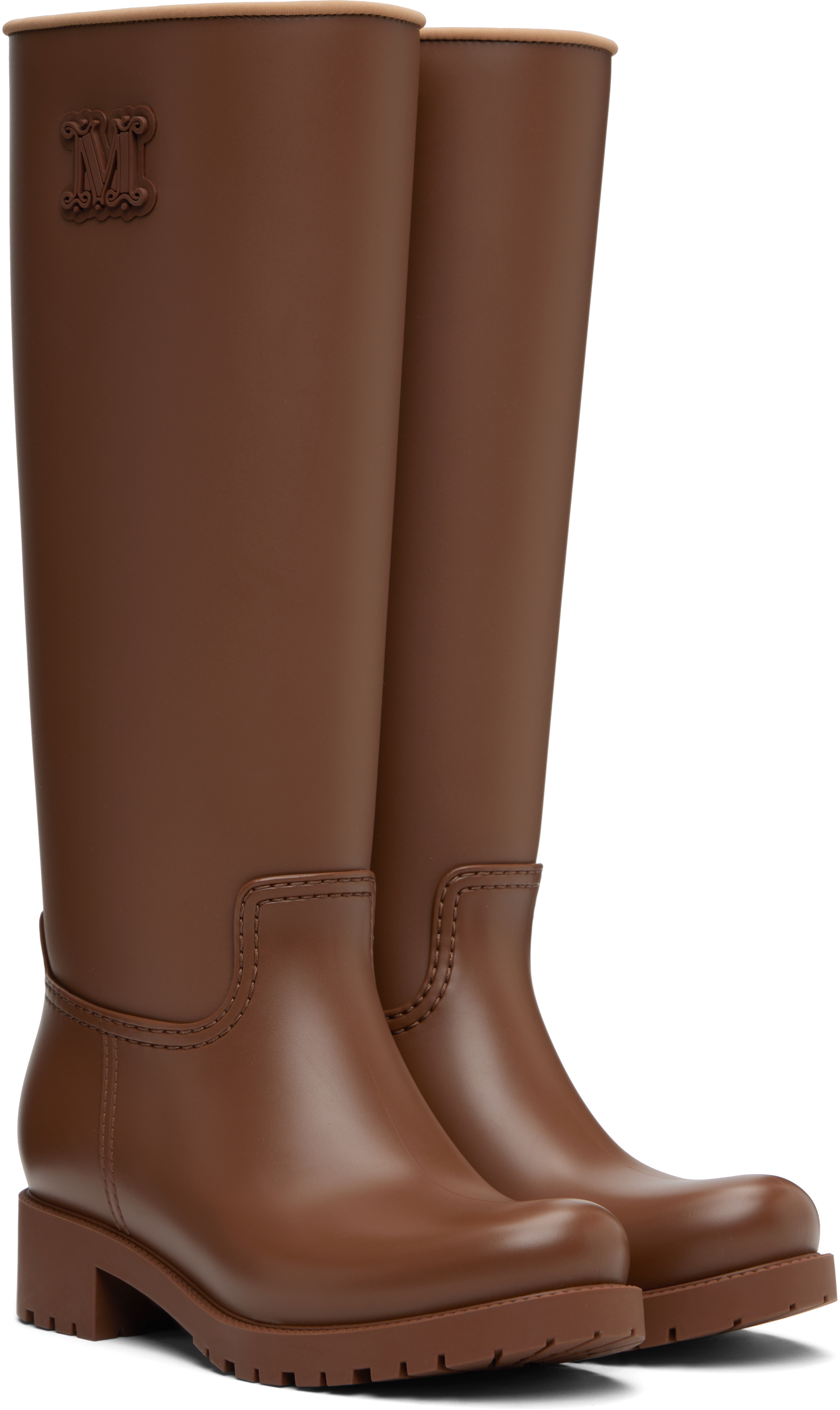 Max Mara Brown Rain Tall Boots In Brown