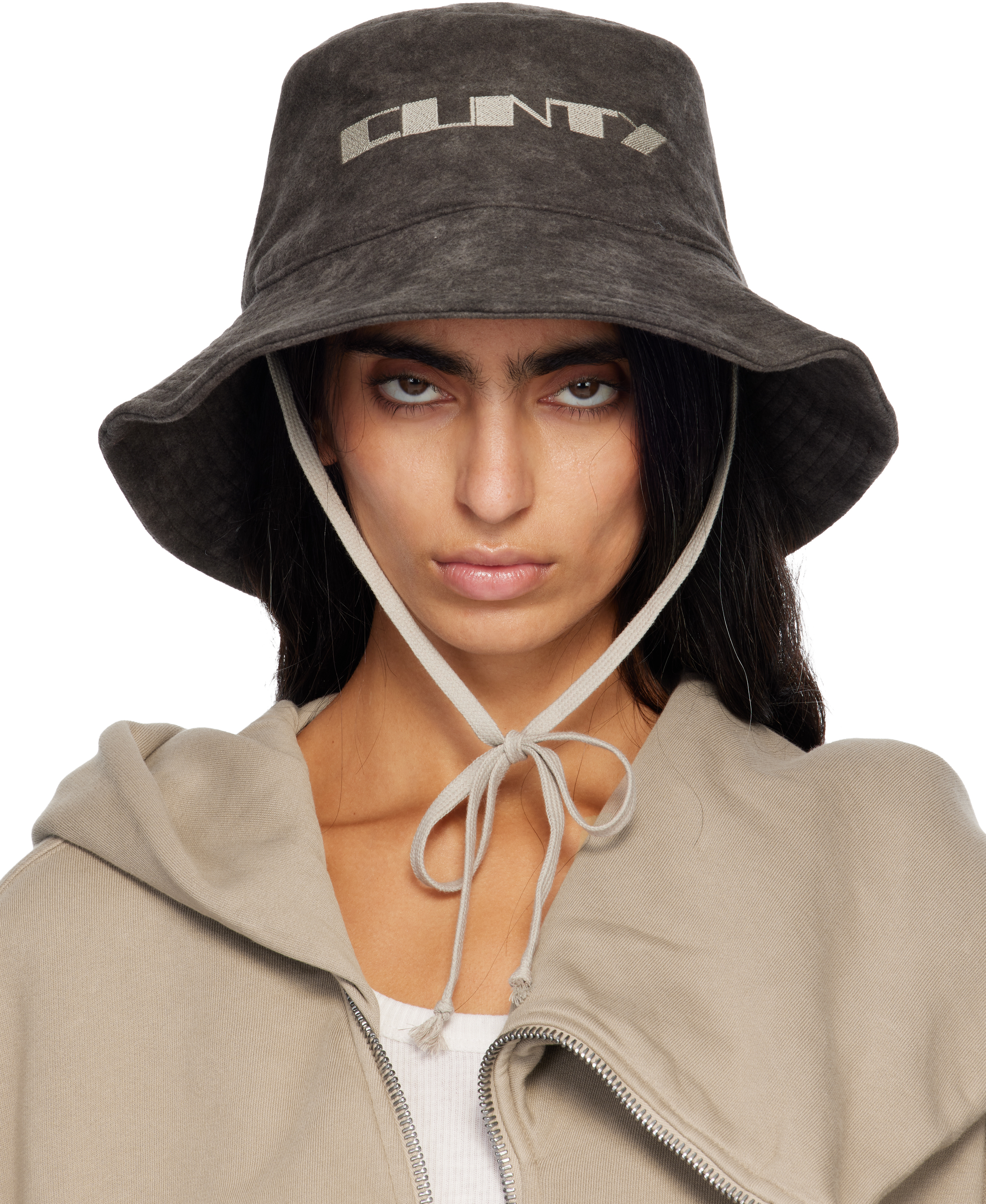 Rick Owens Drkshdw Gray Concordians Gilligan Bucket Hat In Black