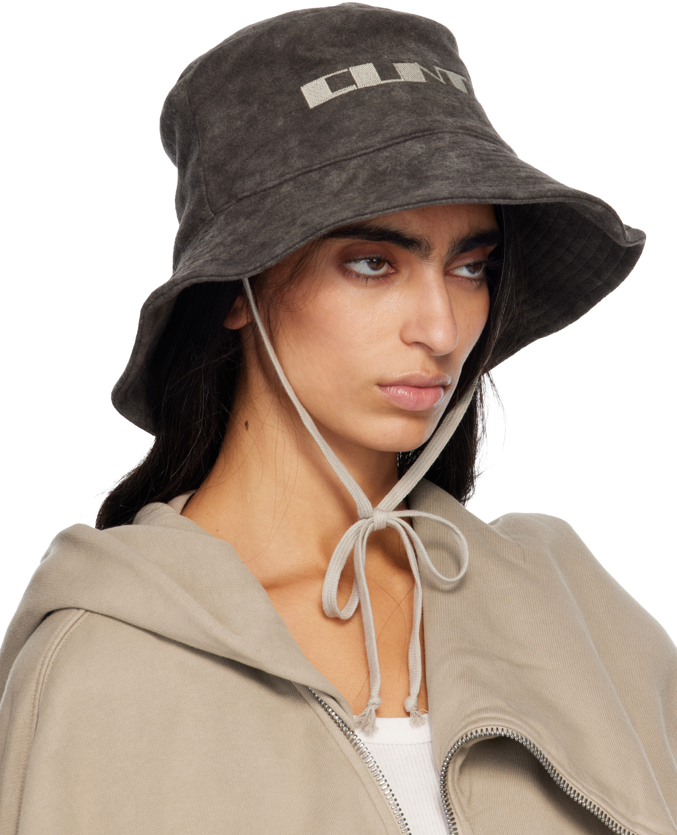 Rick Owens Drkshdw Gray Concordians Gilligan Bucket Hat In Black