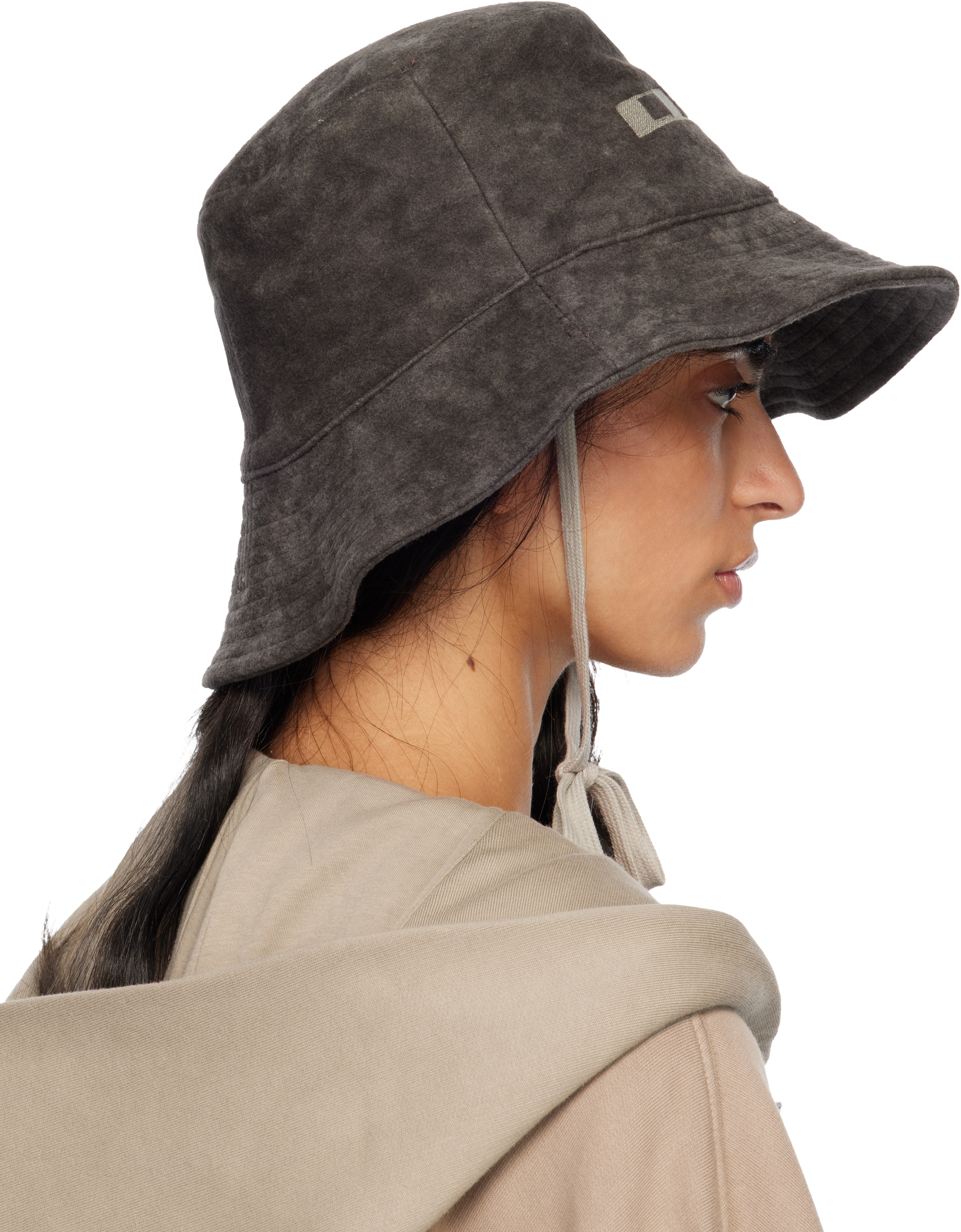 Rick Owens Drkshdw Gray Concordians Gilligan Bucket Hat In Black