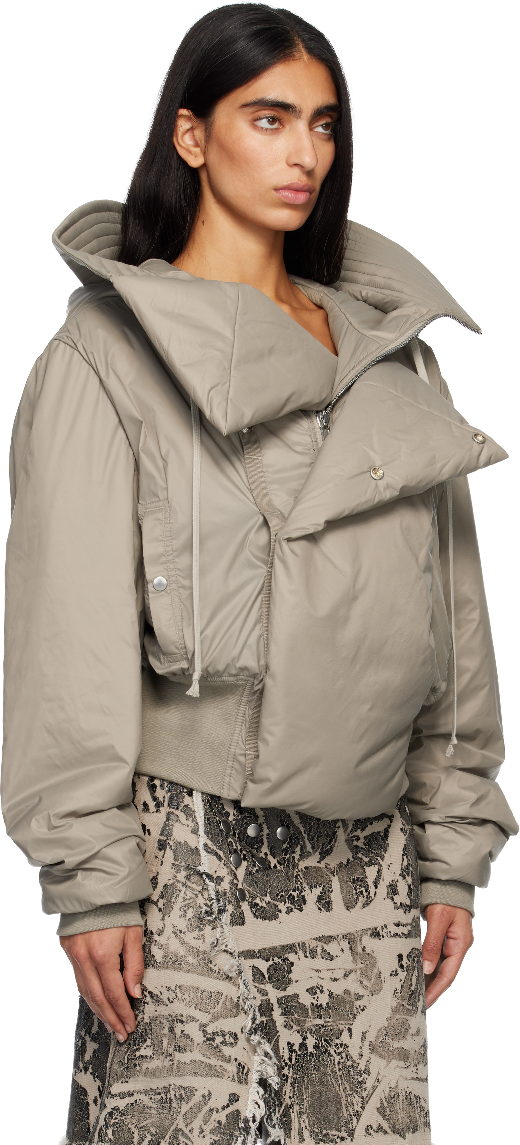 Rick Owens Drkshdw Taupe Concordians Cropped Alice Bomber Jacket In Gray