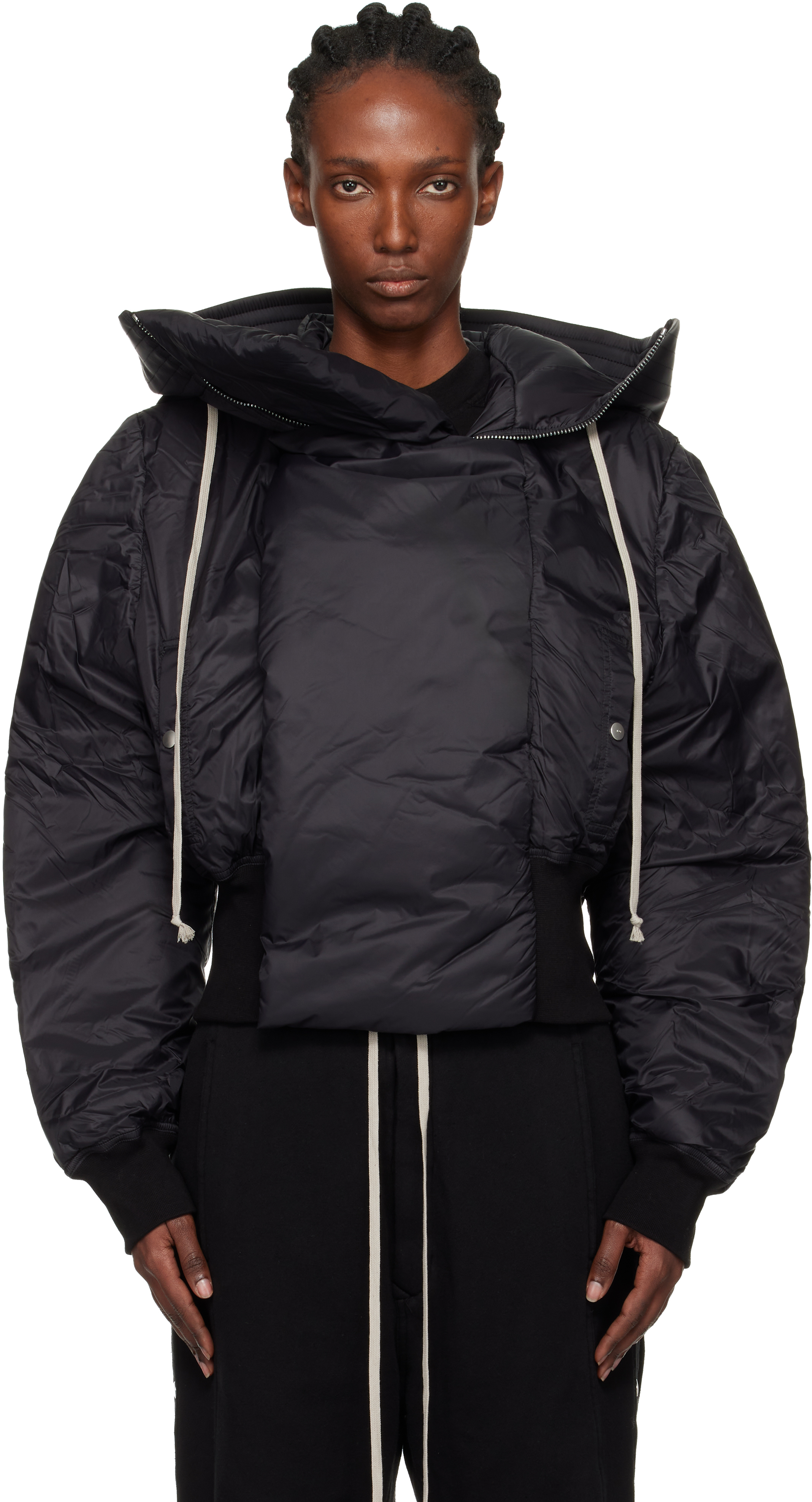 Black Concordians Cropped Alice Bomber Jacket by Rick Owens