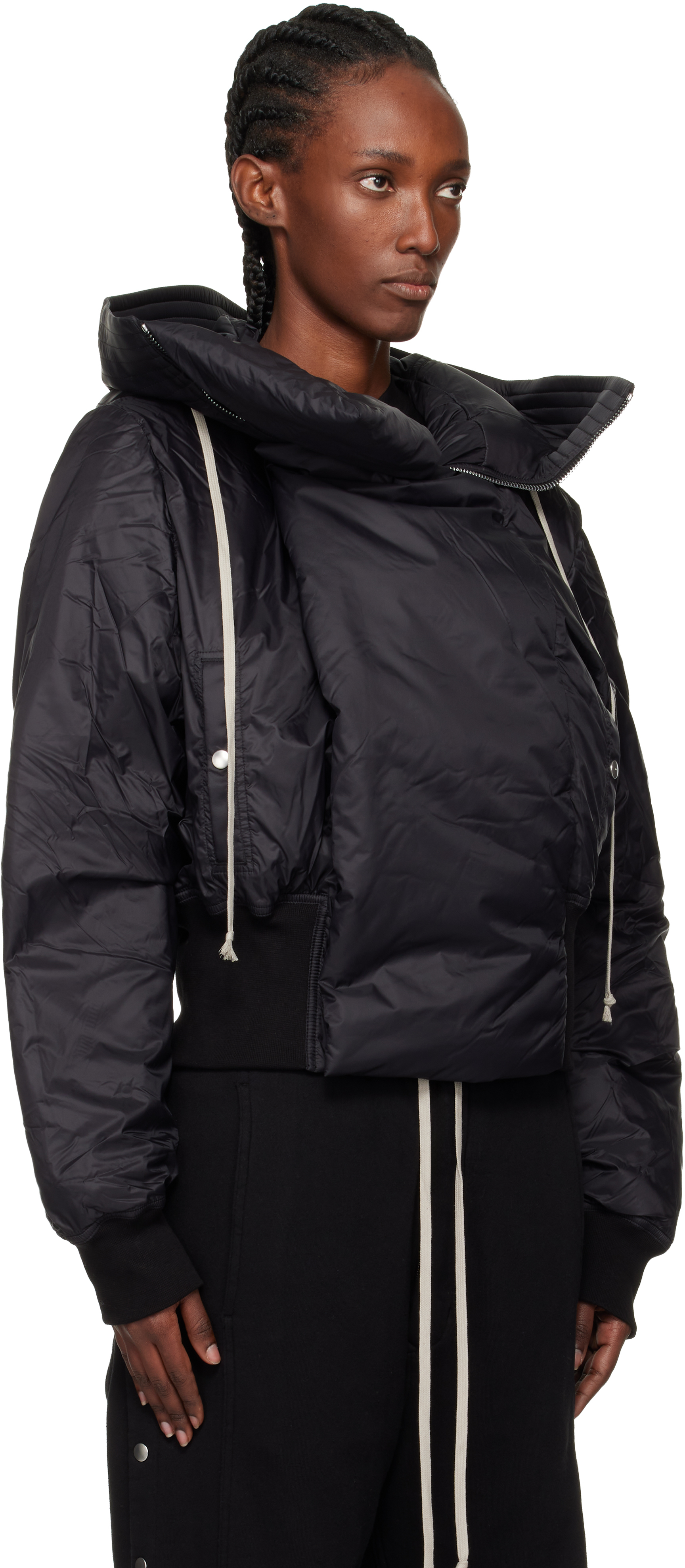 Rick Owens Drkshdw Black Concordians Cropped Alice Bomber Jacket In Black