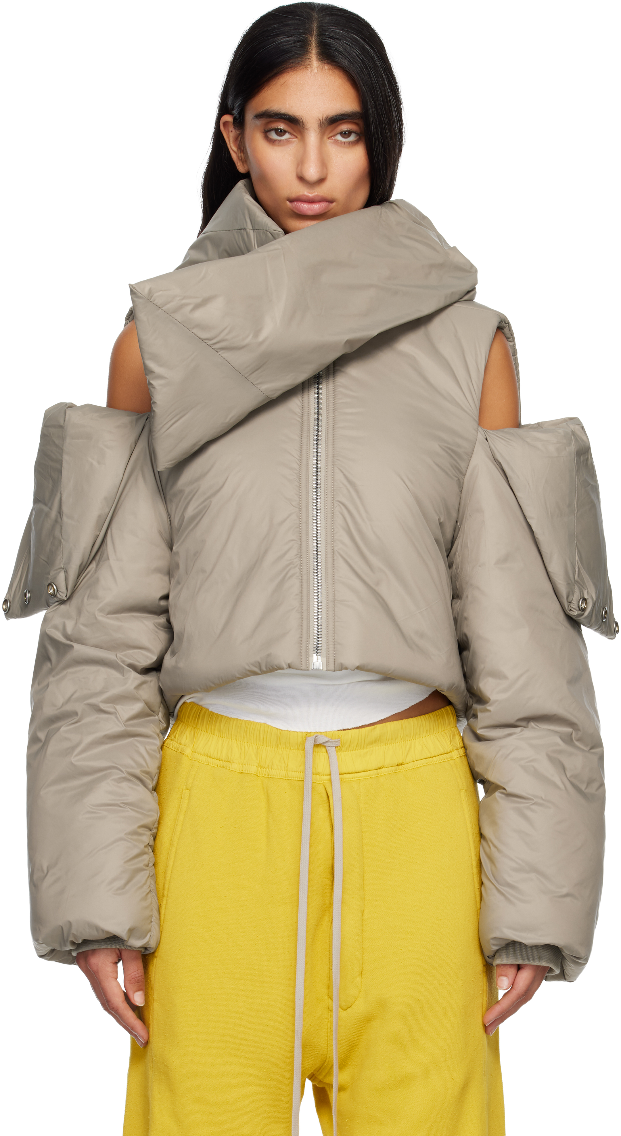 ジャケット・アウター RickOwens25fwBlixaDracucollarConcordians Rick Owens DRKSHDW: Taupe Concordians Convertible Jacket | SSENSE