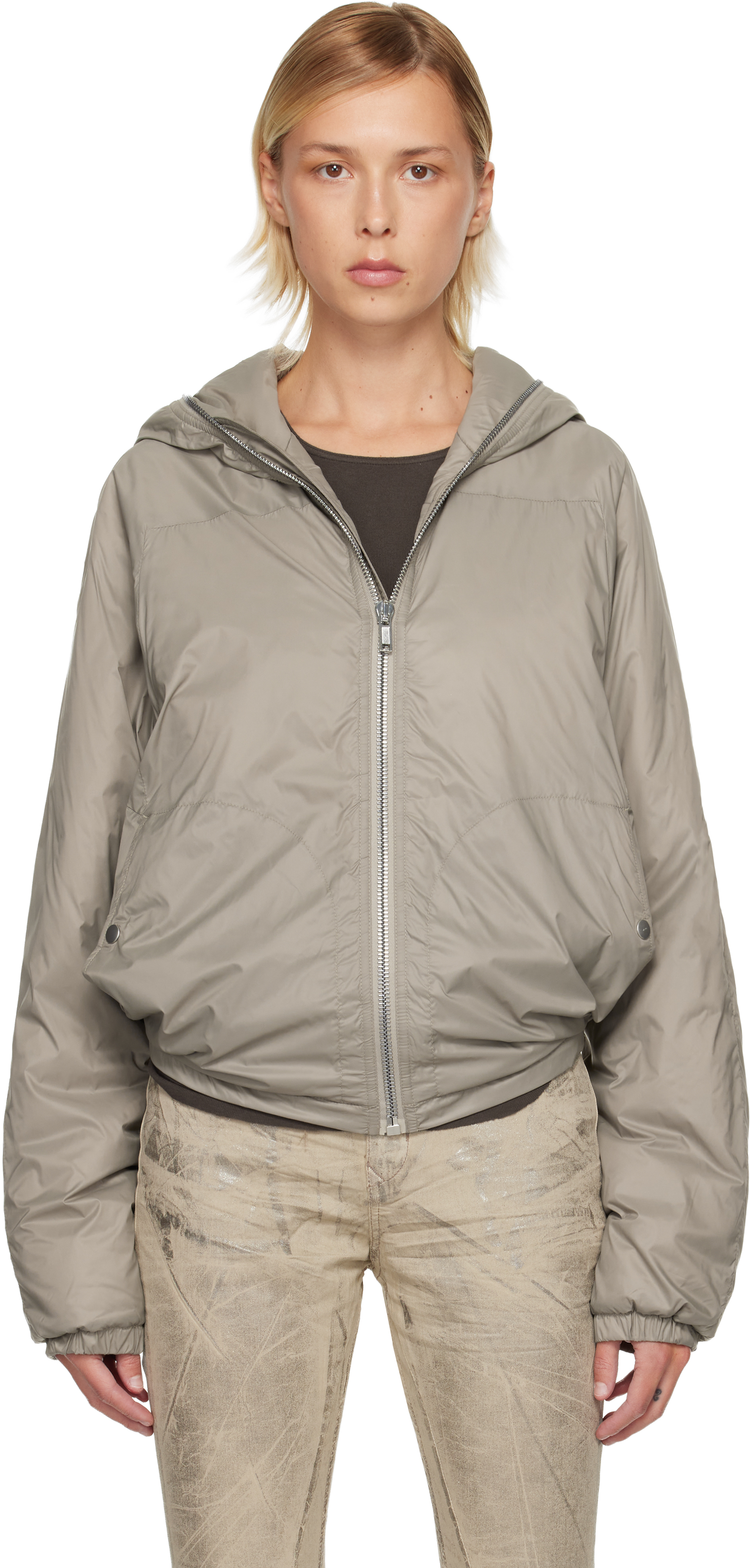Taupe Concordians Sealed Windbreaker Jacket by Rick Owens DRKSHDW