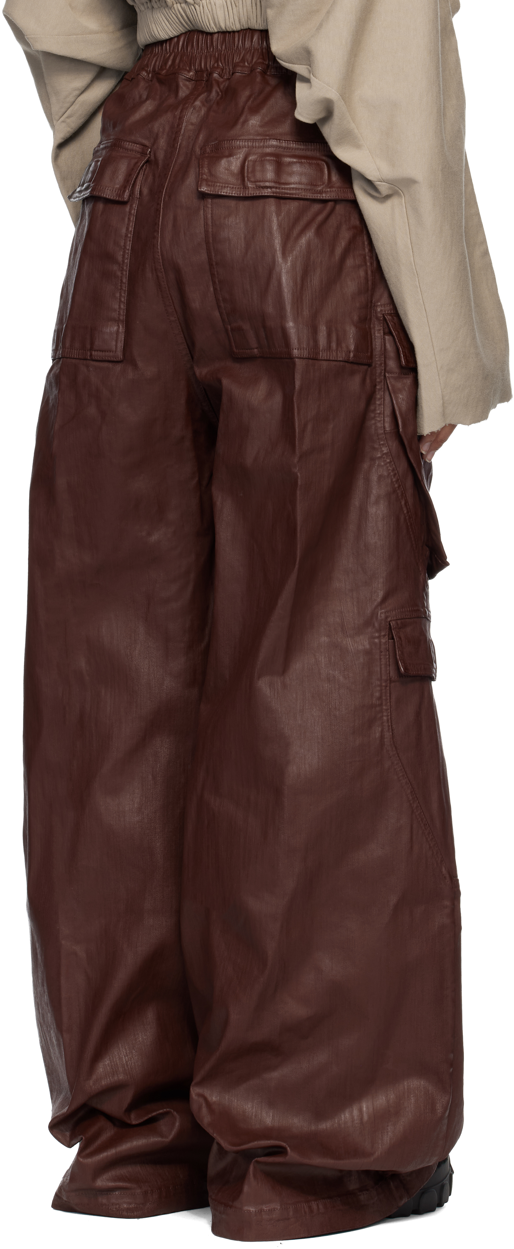 Rick Owens Drkshdw Burgundy Concordians Double Jumbo Belas Denim Cargo Pants In Brown