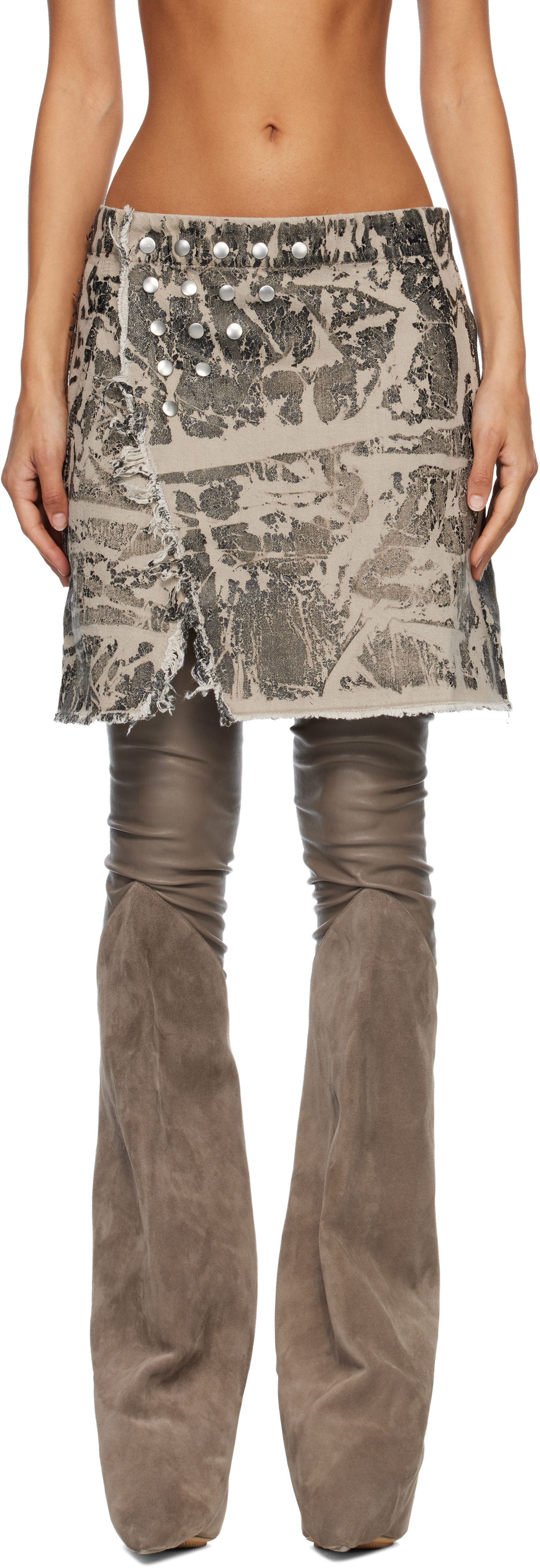 Rick Owens Drkshdw Black Concordians Sisynap Miniskirt In Brown