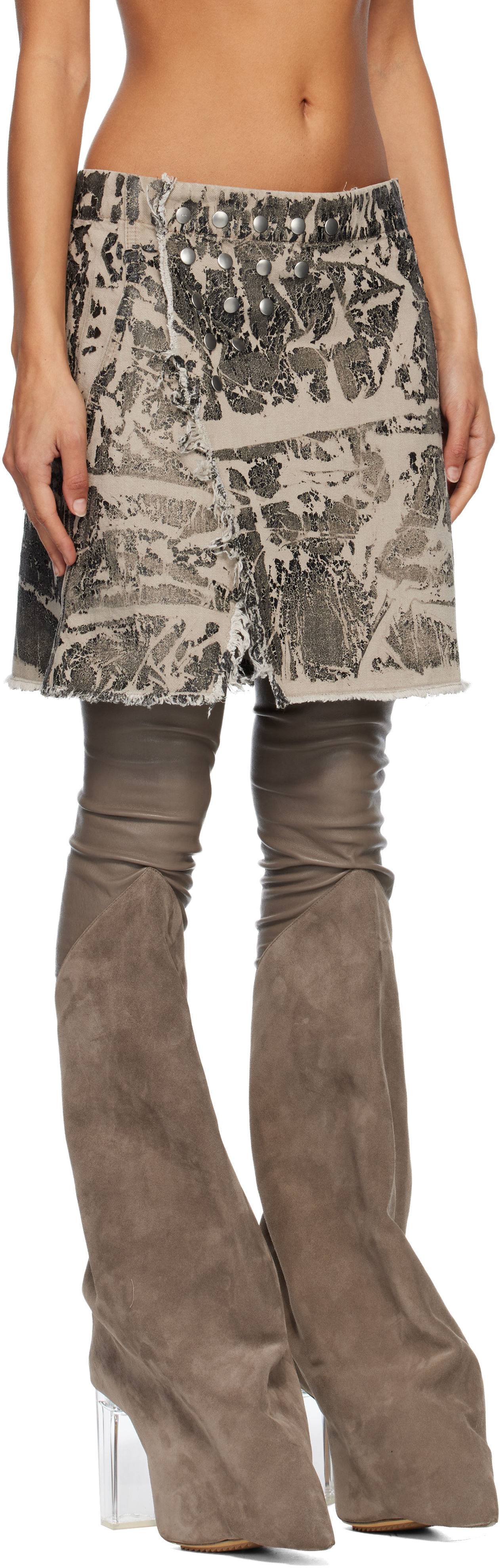 Rick Owens Drkshdw Black Concordians Sisynap Miniskirt In Brown