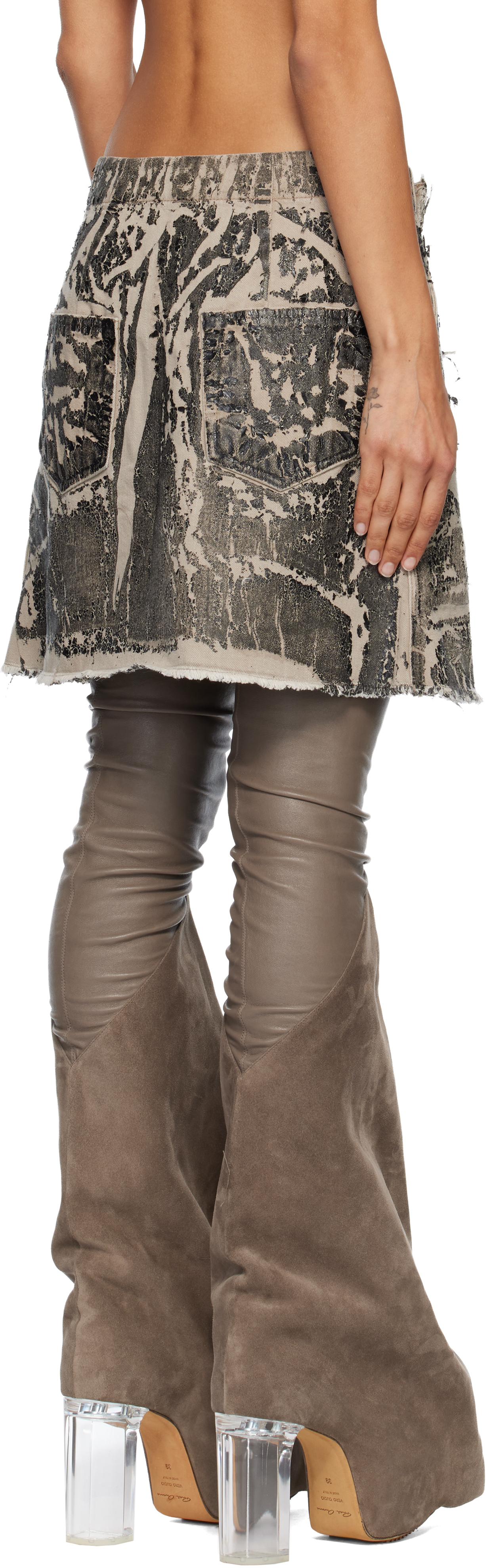 Rick Owens Drkshdw Black Concordians Sisynap Miniskirt In Brown