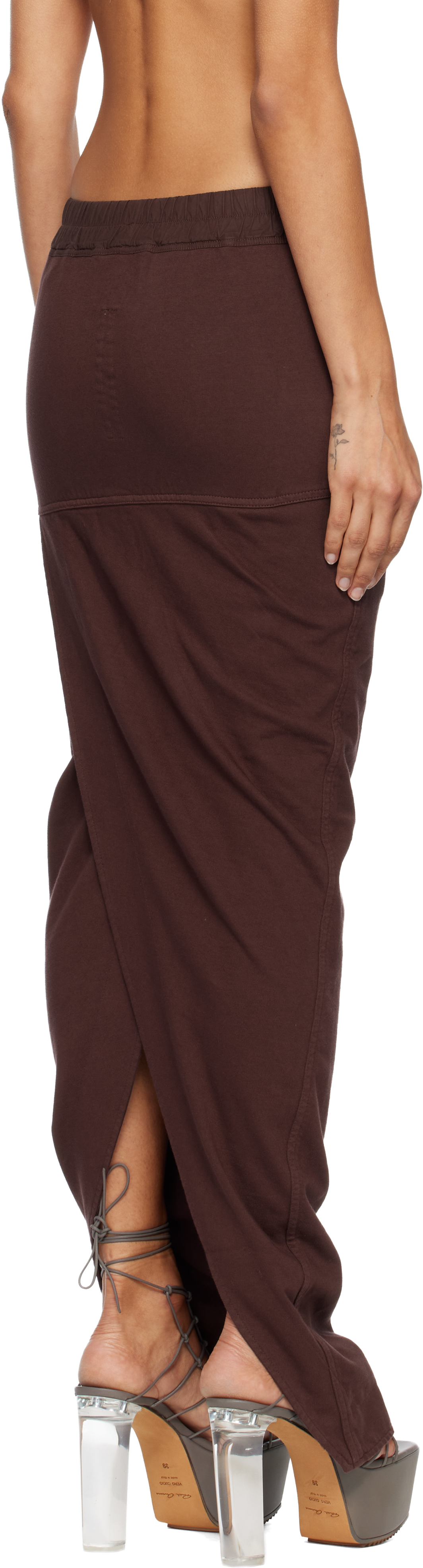 Rick Owens Drkshdw Burgundy Concordians Pull On Pillar Maxi Skirt In Brown