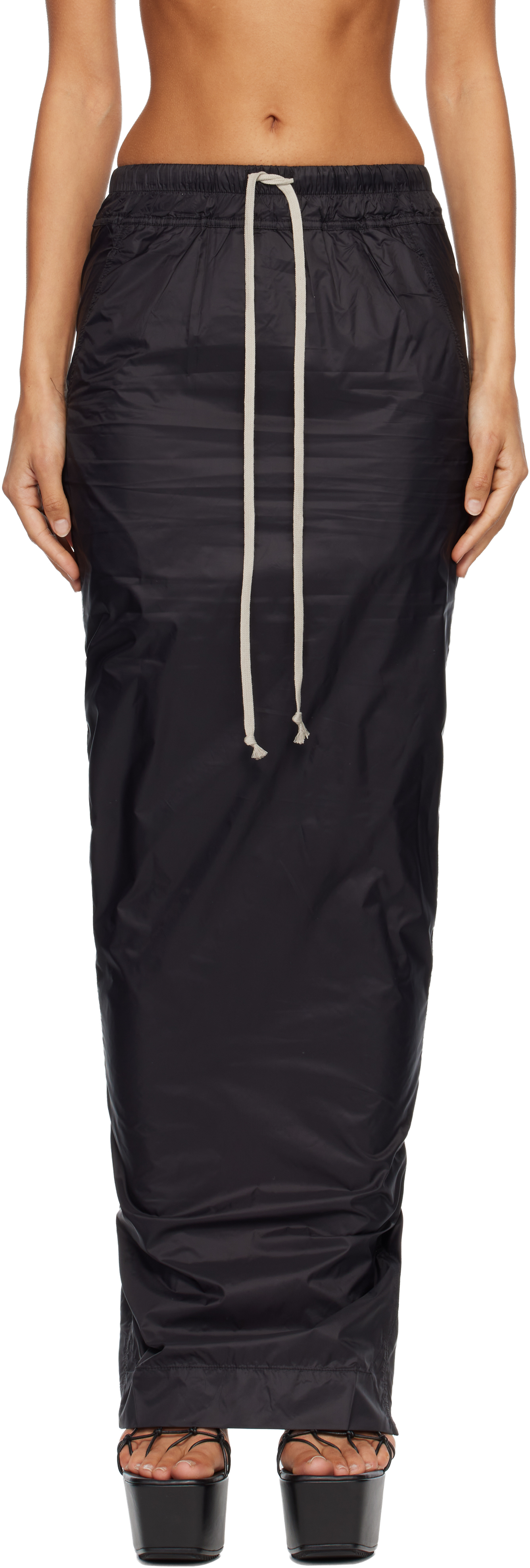 Rick Owens Drkshdw Black Concordians Pull On Pillar Maxi Skirt In Blue