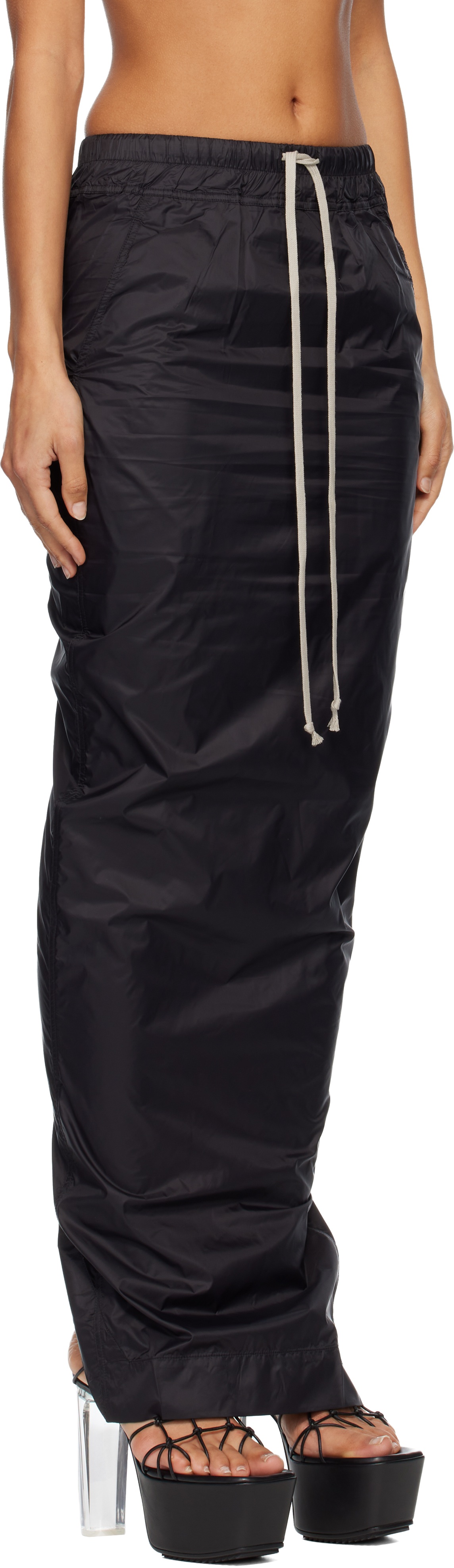 Rick Owens Drkshdw Black Concordians Pull On Pillar Maxi Skirt In Blue