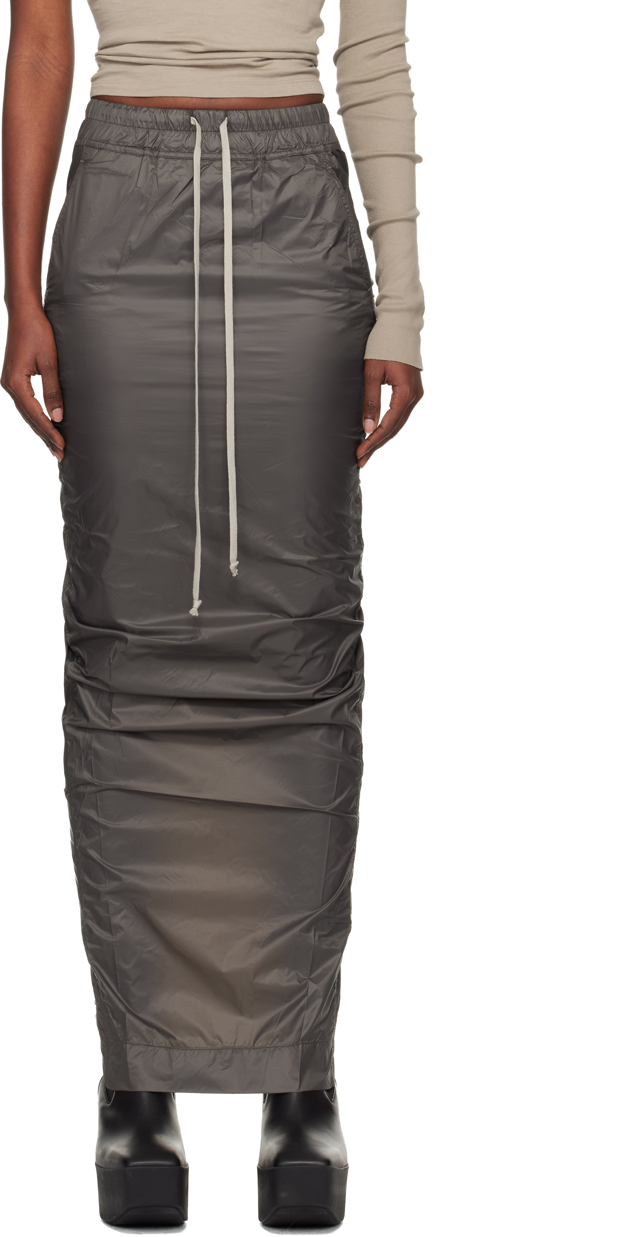 Rick Owens Drkshdw Gray Concordians Pull On Pillar Maxi Skirt In Gray