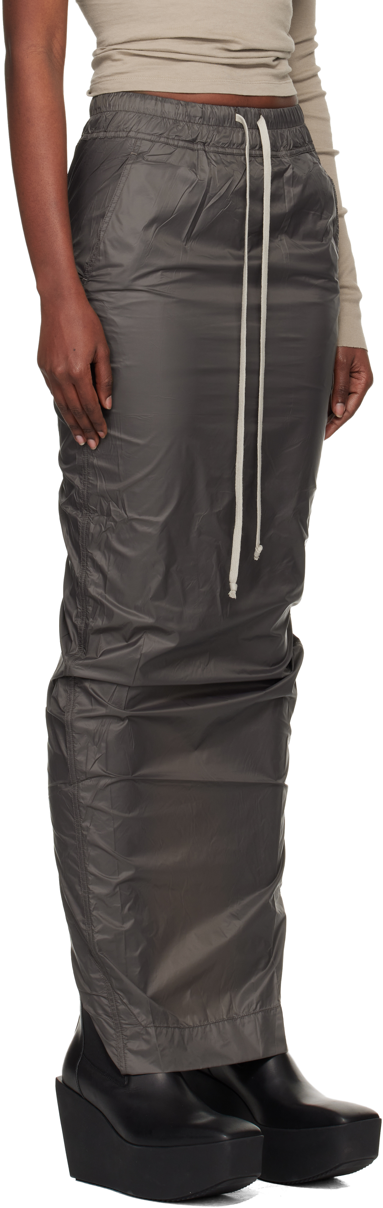 Rick Owens Drkshdw Gray Concordians Pull On Pillar Maxi Skirt In Gray