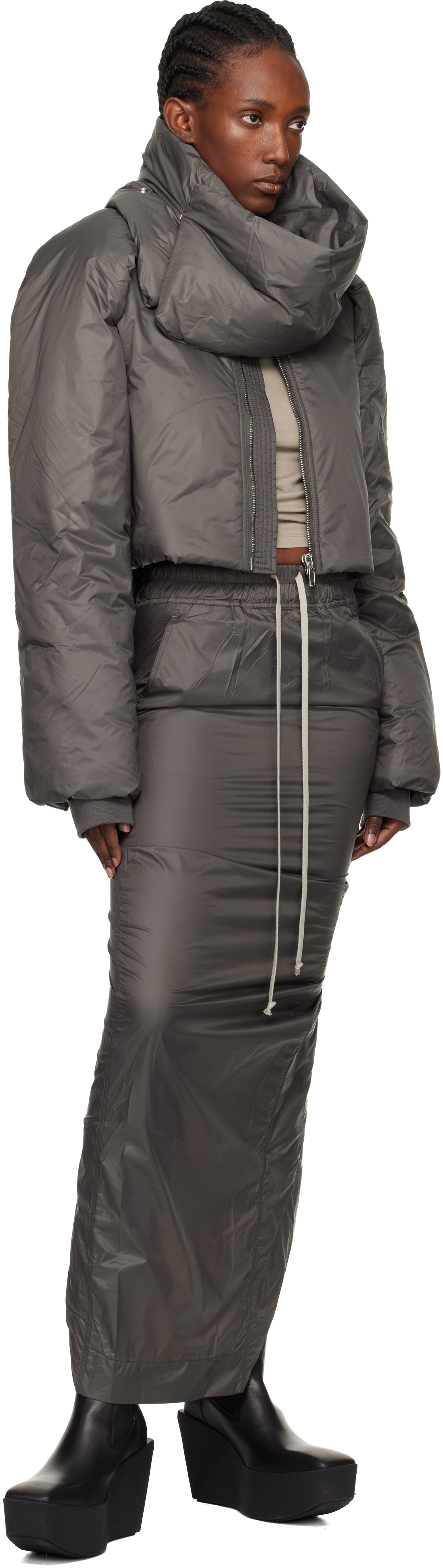 Rick Owens Drkshdw Gray Concordians Pull On Pillar Maxi Skirt In Gray