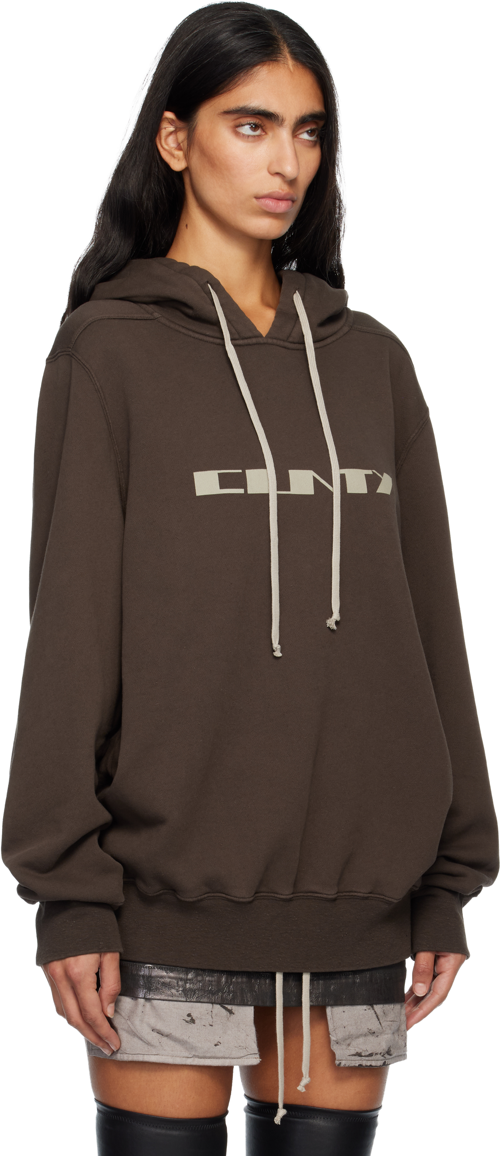 Rick Owens Drkshdw Gray Concordians Oversized Hoodie In Brown