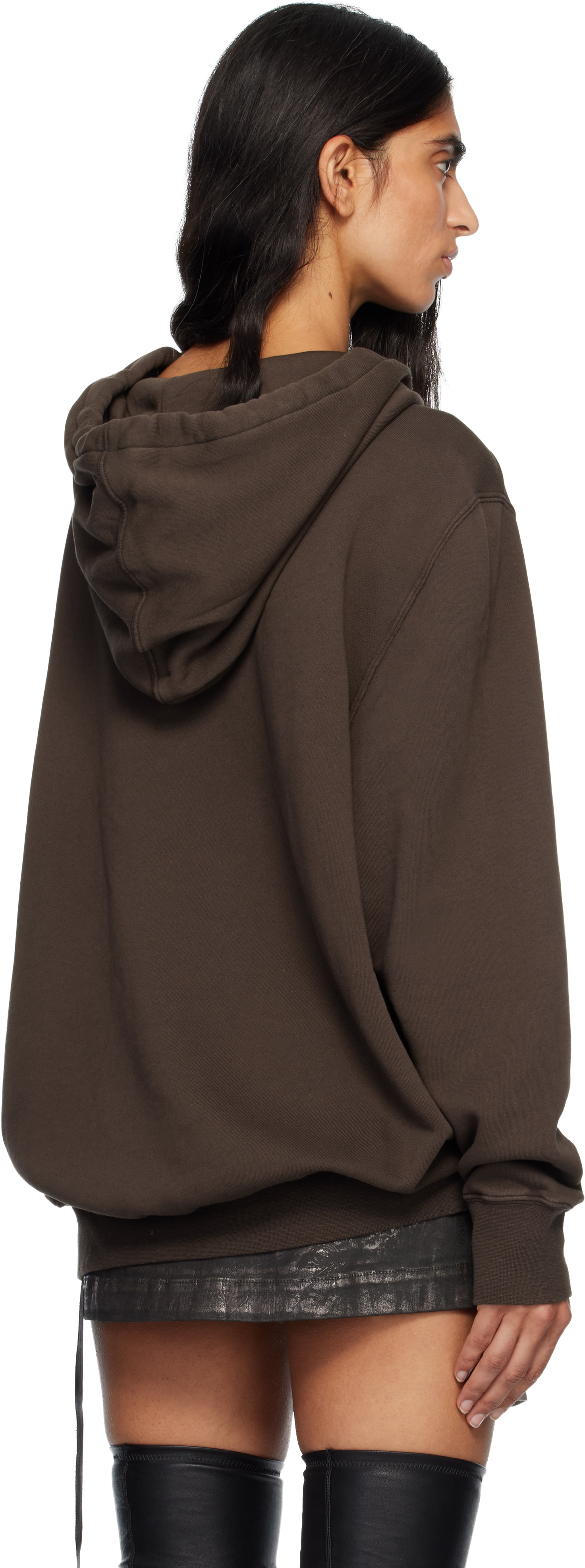 Rick Owens Drkshdw Gray Concordians Oversized Hoodie In Brown