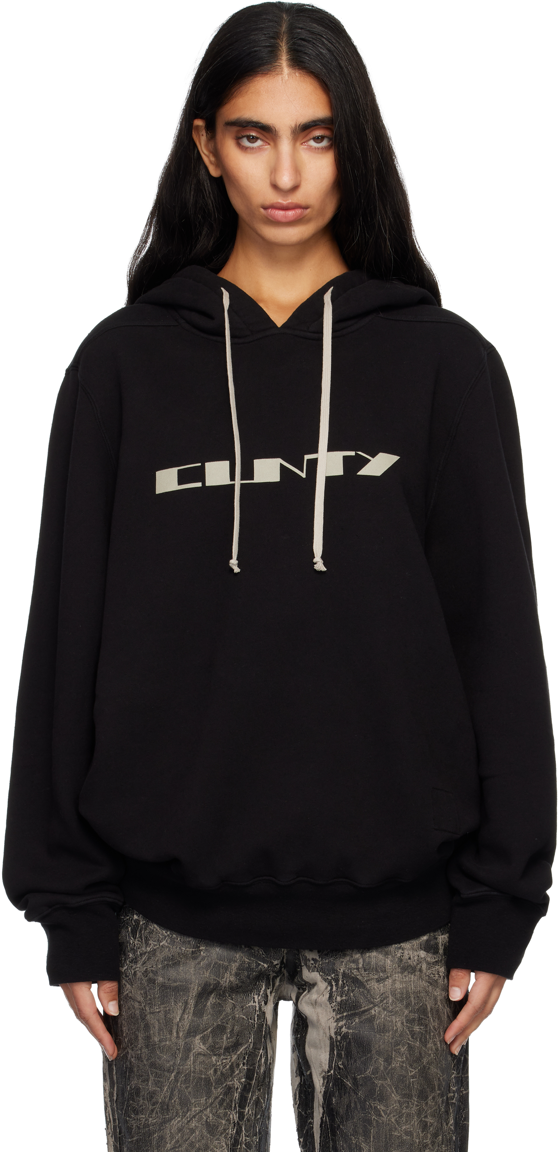 RICK OWENS DRKSHDW / 24AW/OVERSIZED HOODIE/パーカー/M/コットン/GRY/DU02D2282-FEP1P// Black Concordians Oversized Hoodie by Rick Owens DRKSHDW on Sale