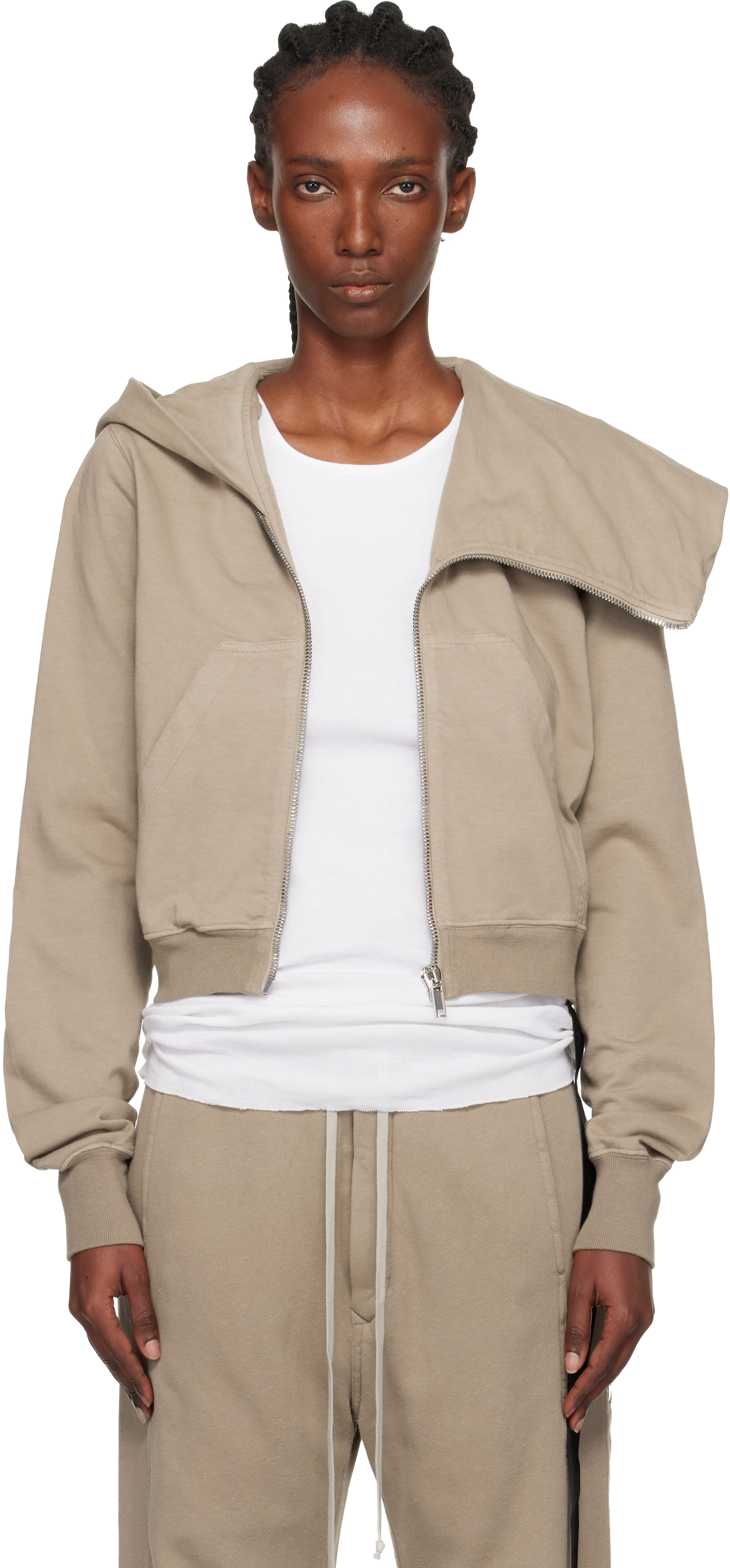 Taupe Concordians Mountain Hoodie by Rick Owens DRKSHDW on Sale