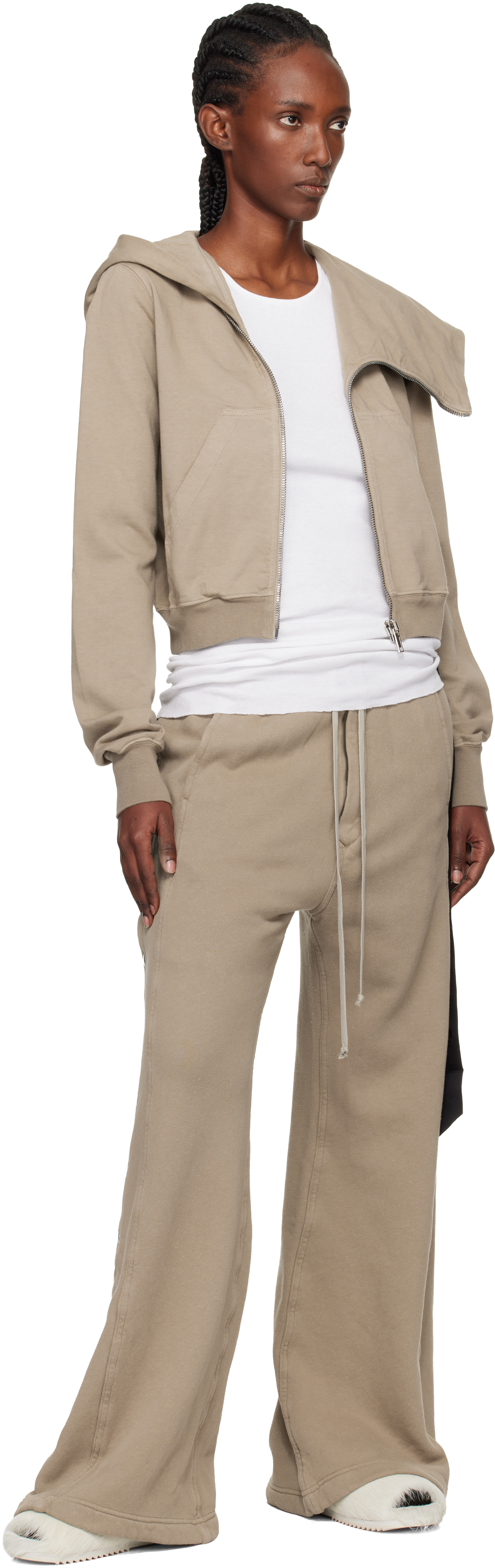 Rick Owens Drkshdw Taupe Concordians Mountain Hoodie In Neutral