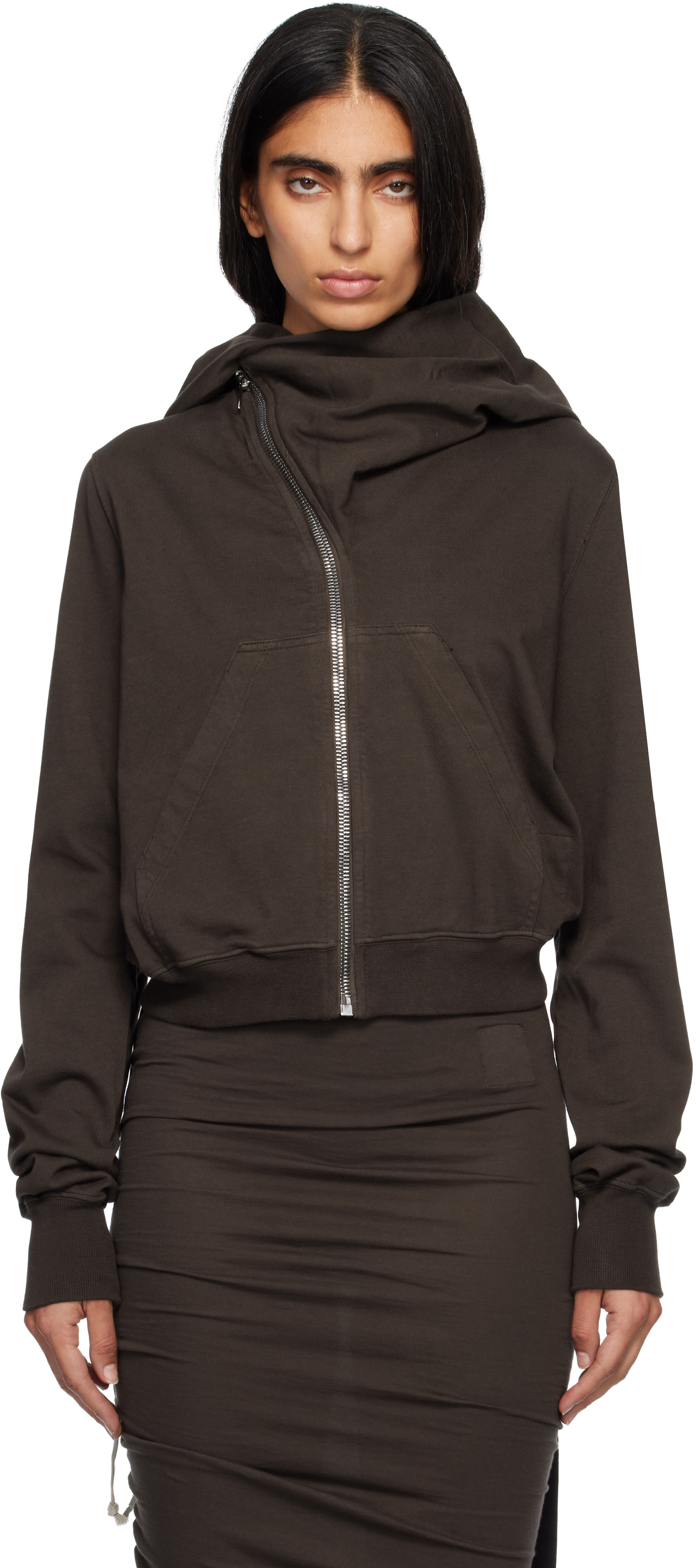 Rick Owens Drkshdw Gray Concordians Mountain Hoodie In Brown